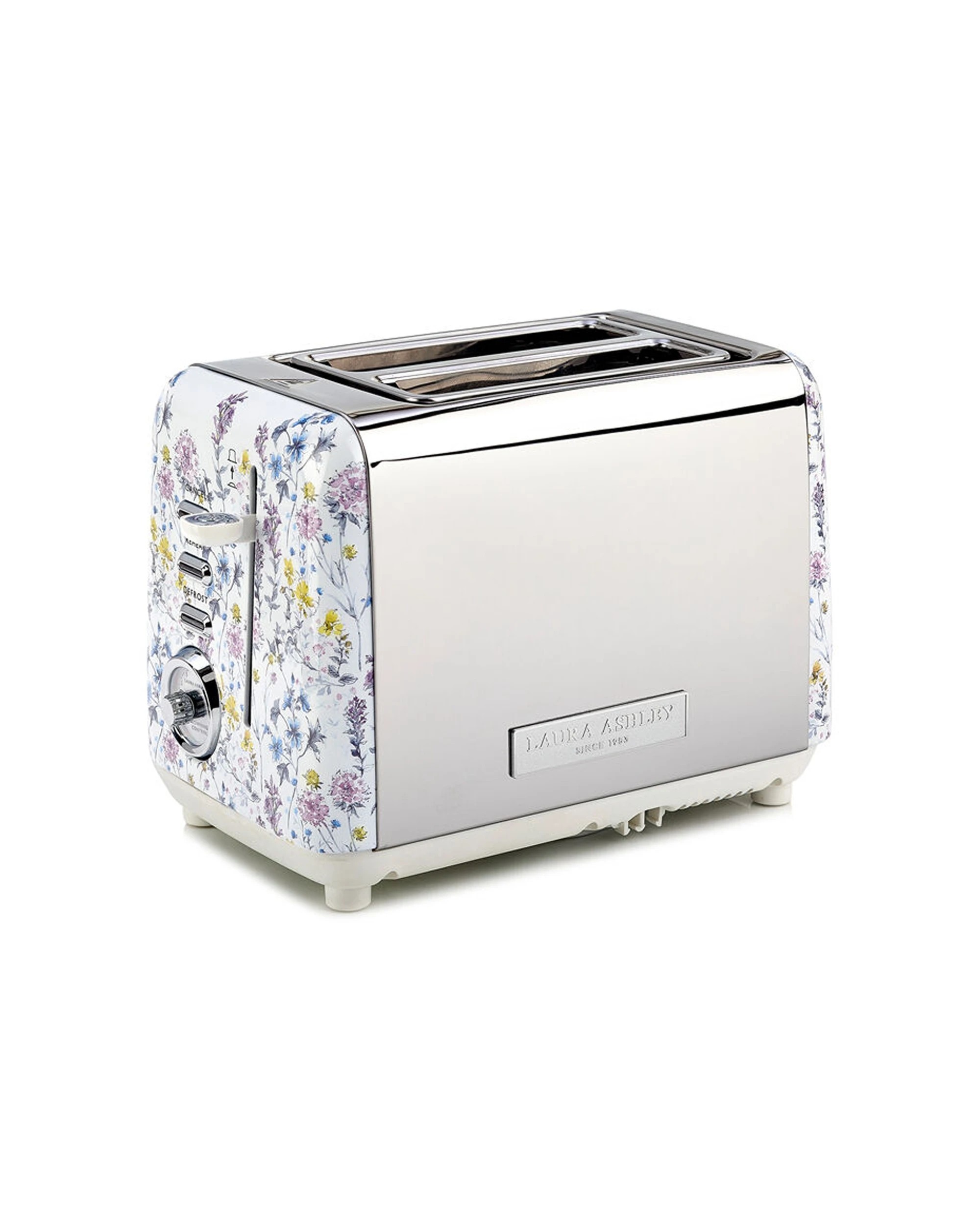 1 Laura Ashley Stainless Steel 2 Slice Toaster - Wild Meadow - Silver, 1 of 6