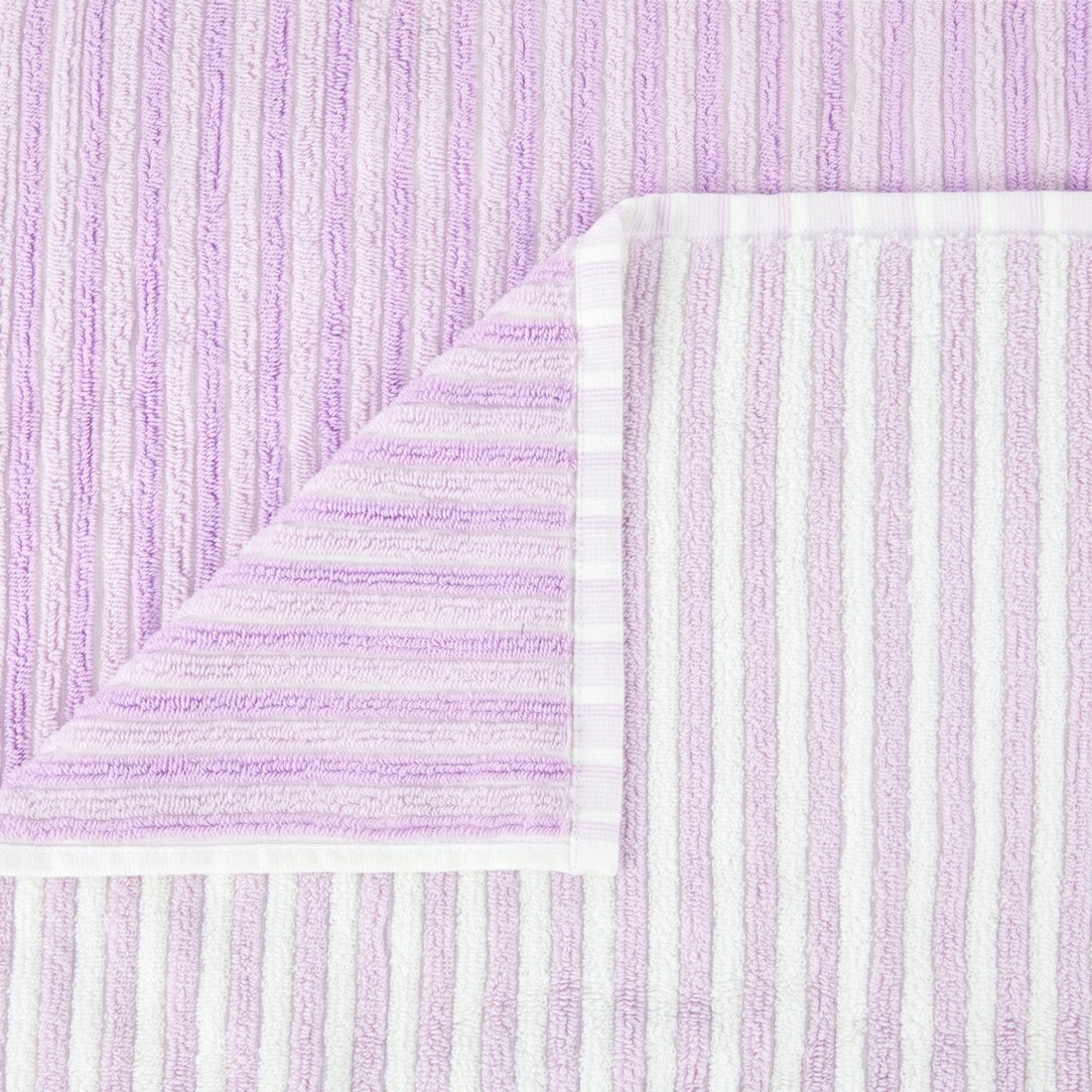 2 Cotton Reversible Stripe Bath Towel - Lilac, 2 of 6