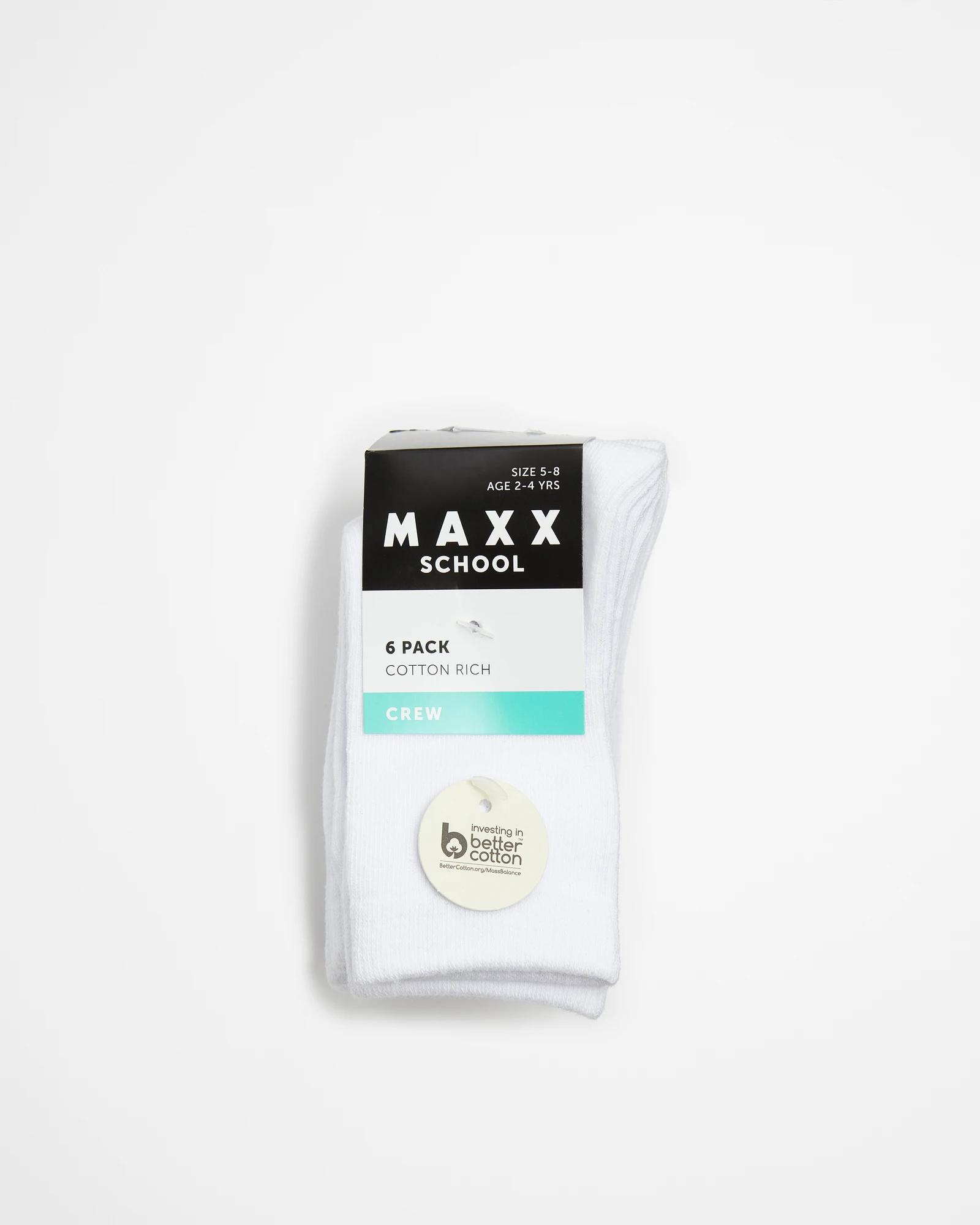 3 Maxx School Crew Socks 6 Pack WHITE, 3 of 3