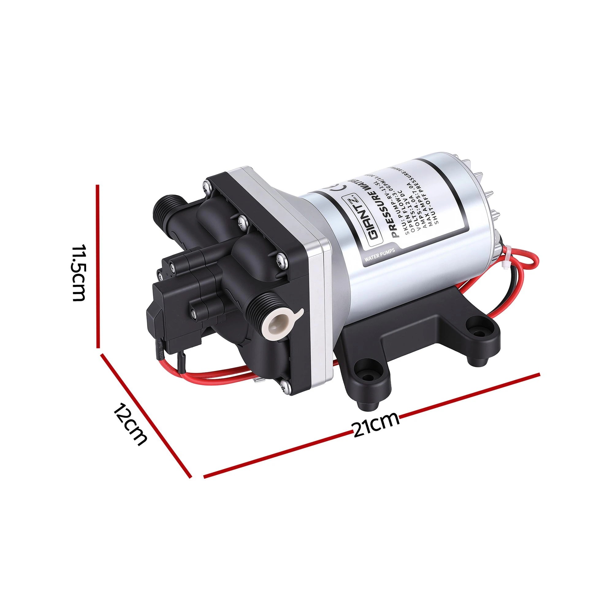 2 Giantz 12V Water Pump High Pressure Fast Self Priming 11.3L with Auto Switch for RV Caravan Boat - Silver, 2 of 5