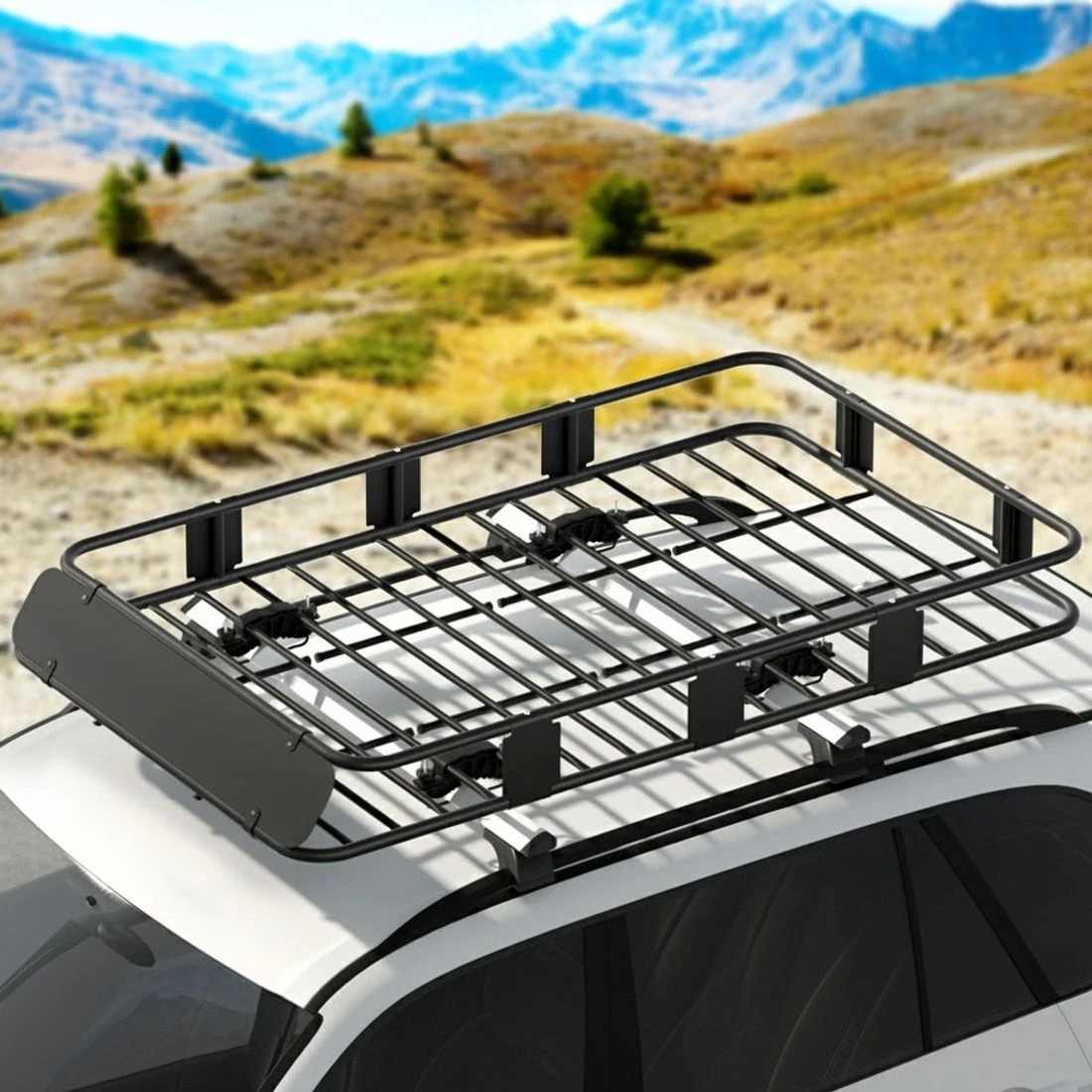6 Giantz Universal Car Roof Rack Basket Luggage Vehicle Cargo Carrier 160cm - Black, 6 of 6