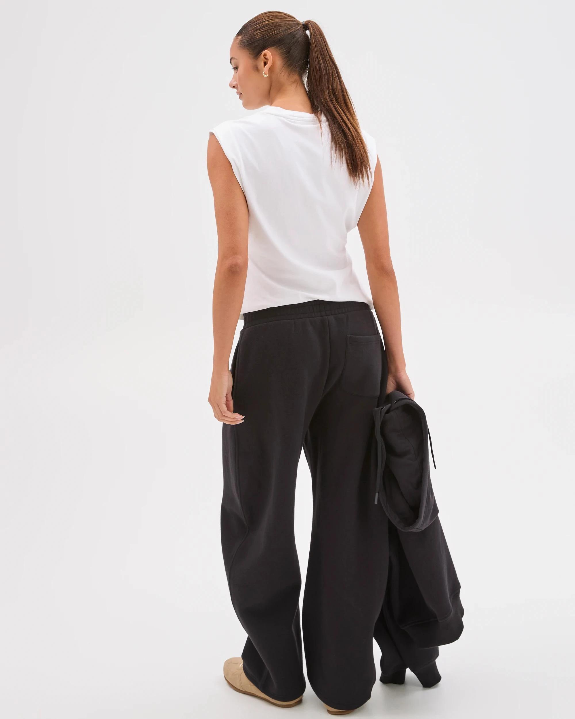 2 Lily Loves Australian Cotton Blend Bow Leg Trackpants BLACK, 2 of 7