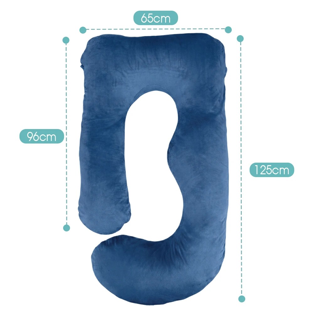 2 PlayPals Pregnancy Pillow U-shaped Maternity Sleeping Body Support 125cm - Blue, 2 of 3