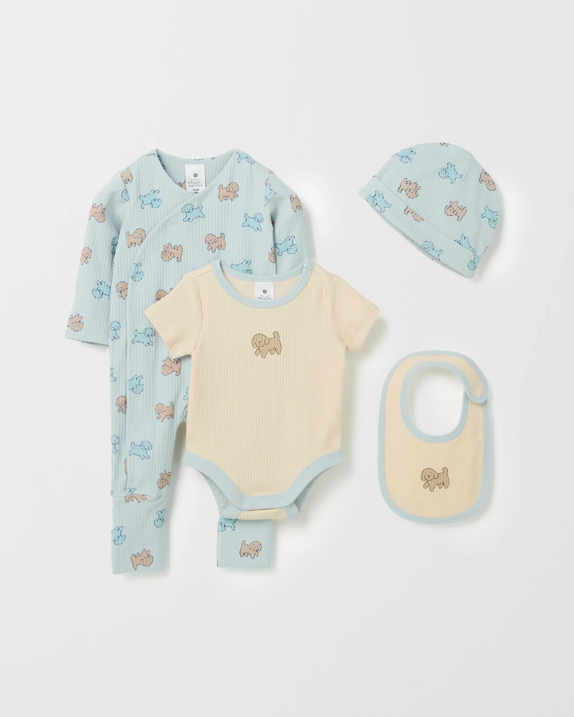 3 Target Baby Organic Cotton Ribbed Starter Set PUPPY BALLARD BLUE, 3 of 4