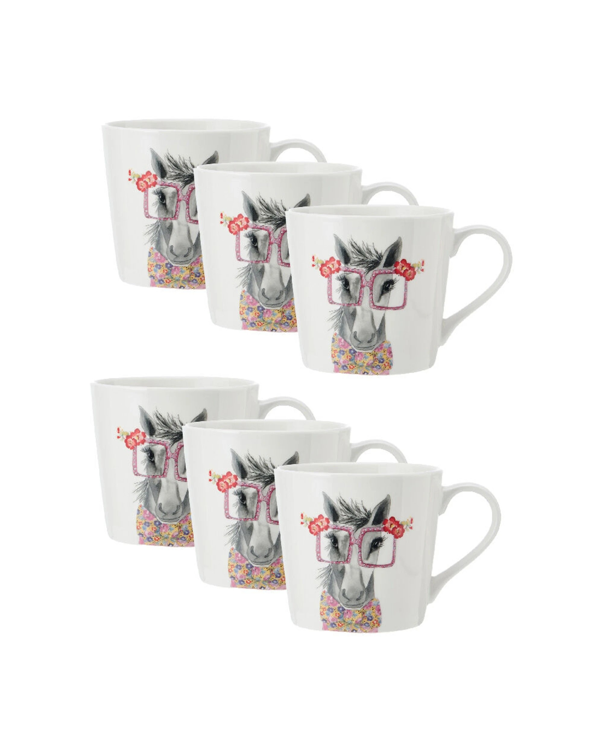 1 Mikasa 6PK Fine China Coffee Tea Mug 380ml Horse Themed Hand Painted Design - Multi, 1 of 3