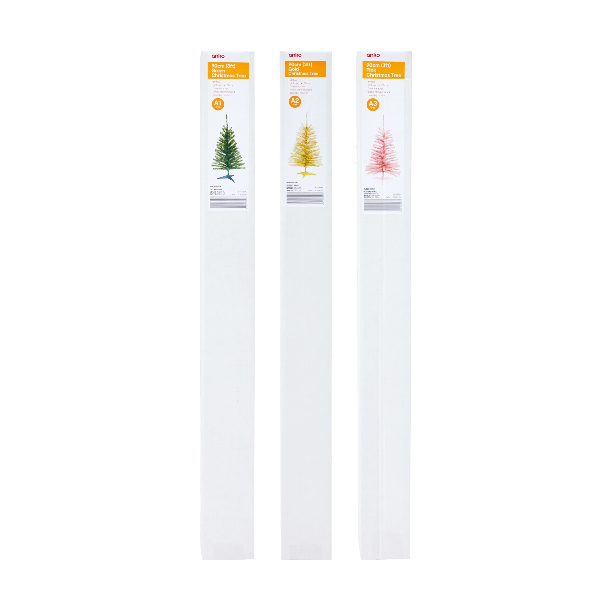 10 90cm (3ft) Christmas Tree - Assorted, 10 of 10