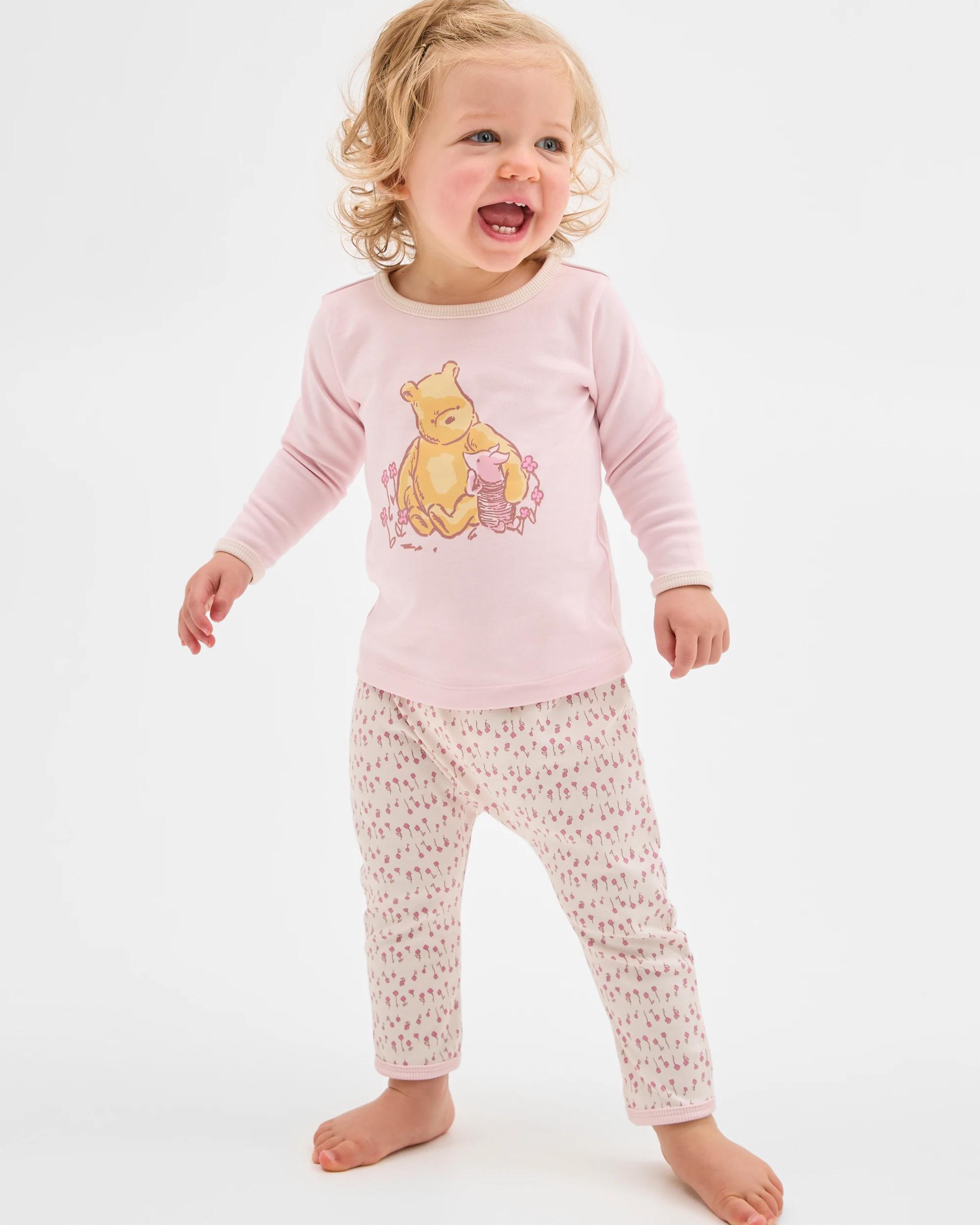 2 Disney Winnie The Pooh Organic Cotton 2 Pack Baby Pyjama Set PINK, 2 of 7