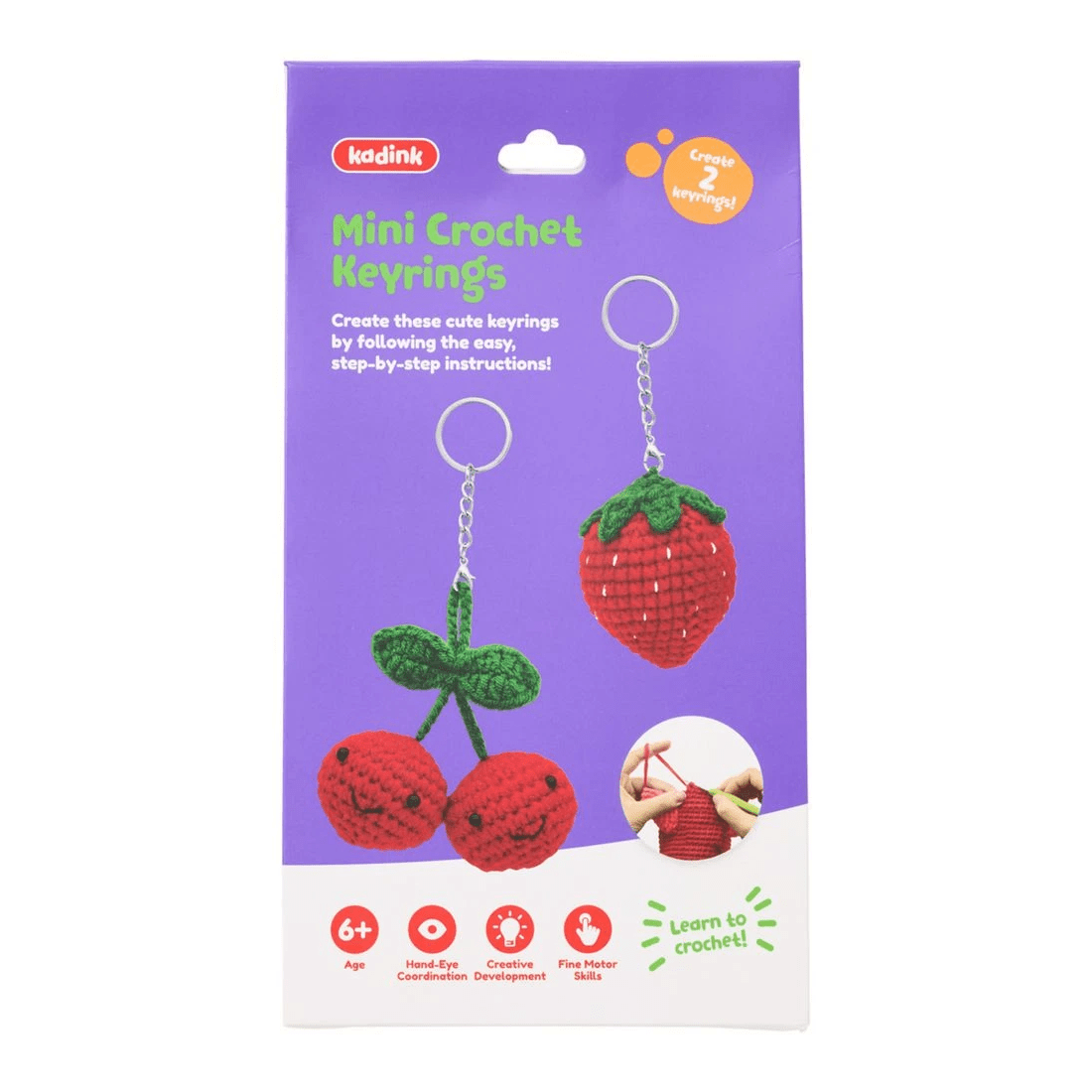 1 Kadink Crochet Key Rings Kit Cherry and Strawberry 2 Pack, 1 of 10