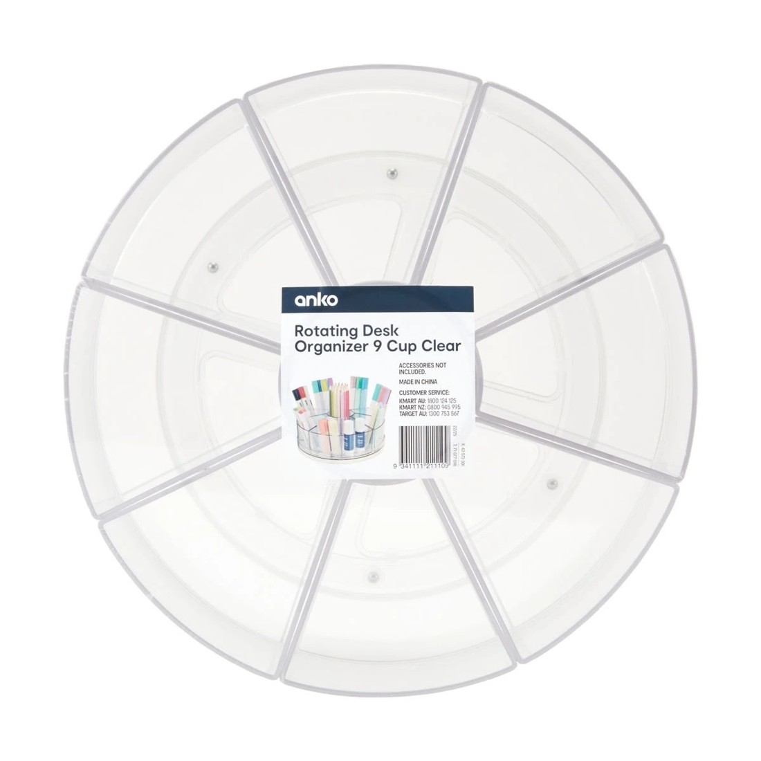 5 Rotating Desk Organiser 9 Cup - Clear, 5 of 5