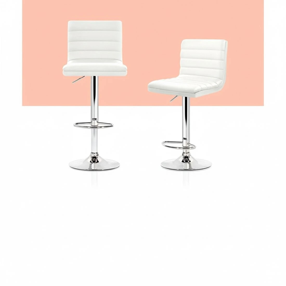 3 Artiss 4x Bar Stools Padded Leather Gas Lift - White, 3 of 5