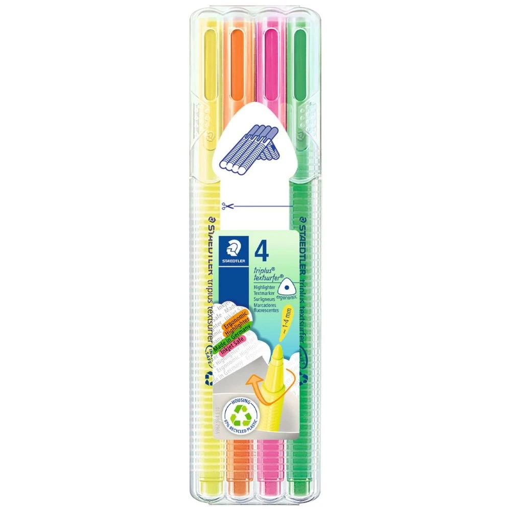 1 Staedtler Triplus Highlighter Assorted 4 Pack, 1 of 10