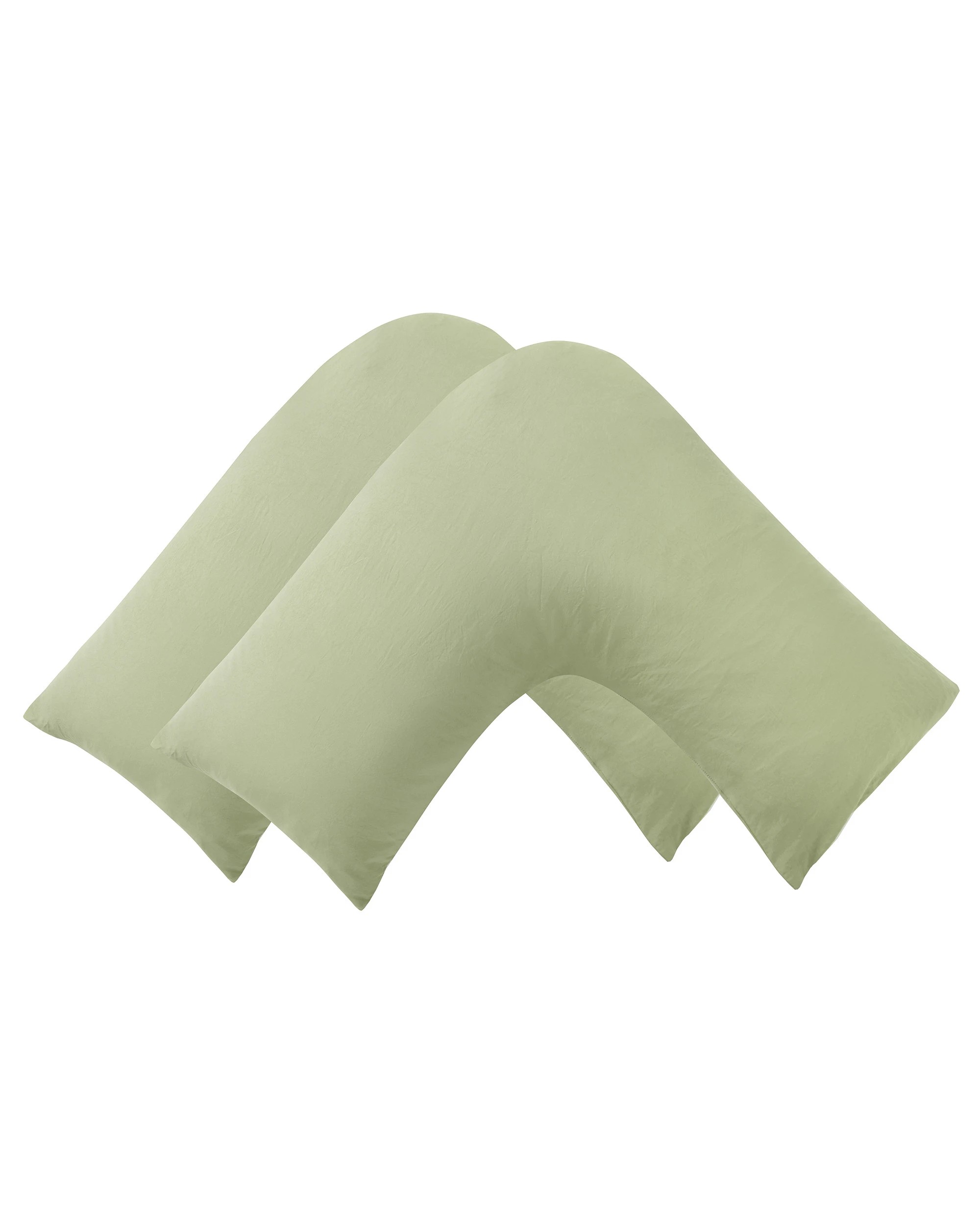2 Dreamaker Superfine Washed Microfibre V-Shape Pillowcase Twin Pack - Sage Green, 2 of 5