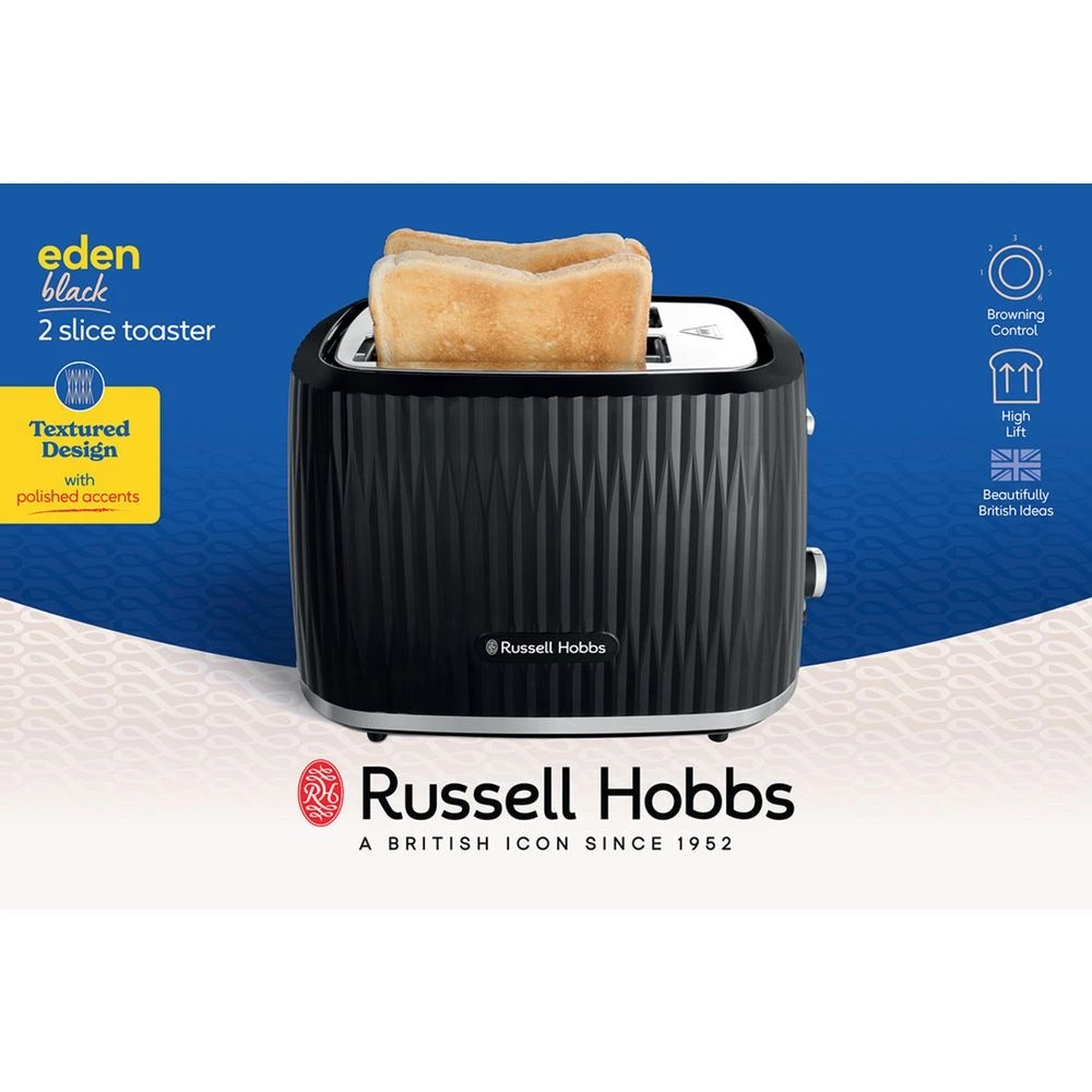 2 Russell Hobbs Eden 2 Slice Toaster Black, 2 of 10