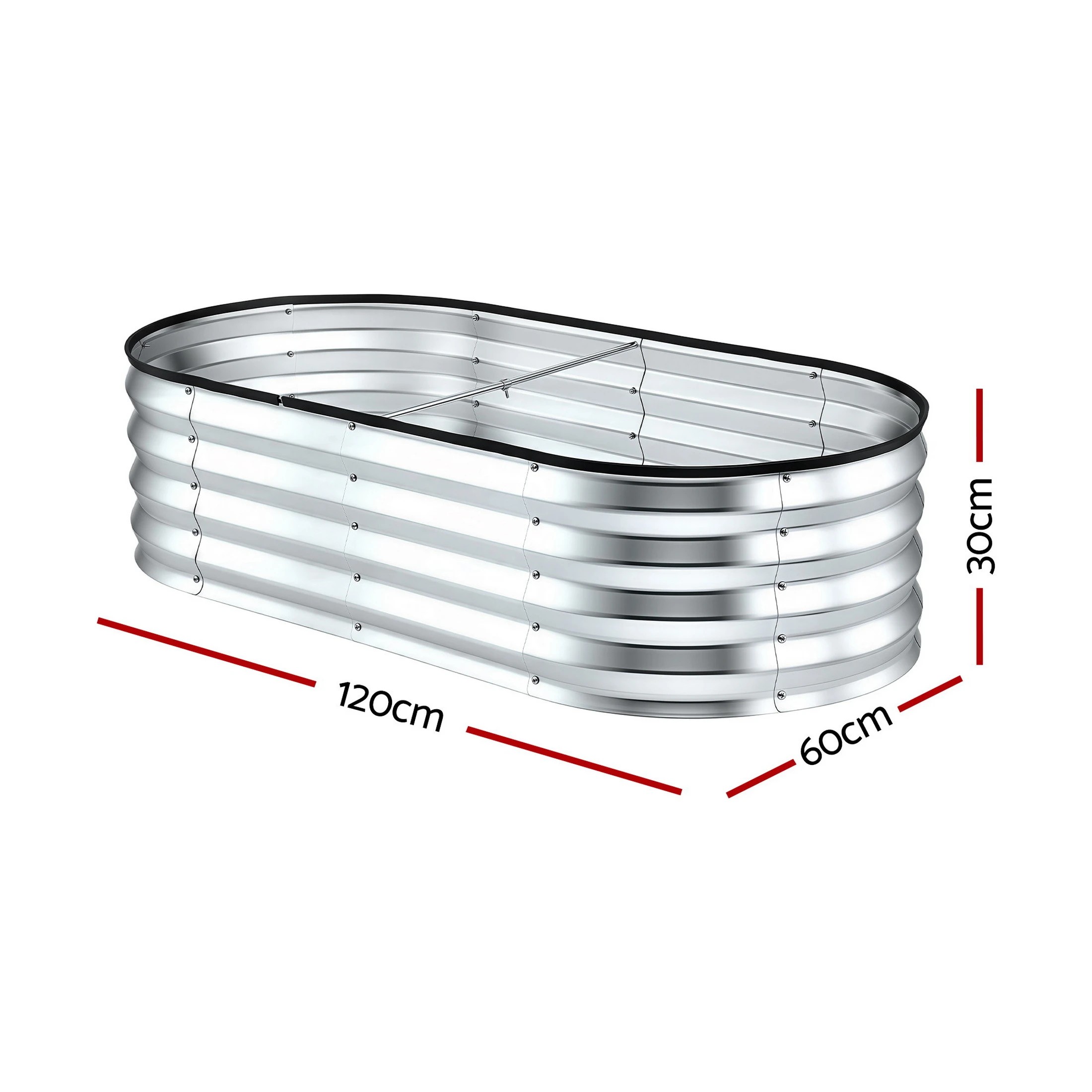 2 Green Fingers Raised Garden Bed Galvanised Oval Metal Planter Box Large Outdoor - Silver, 2 of 5