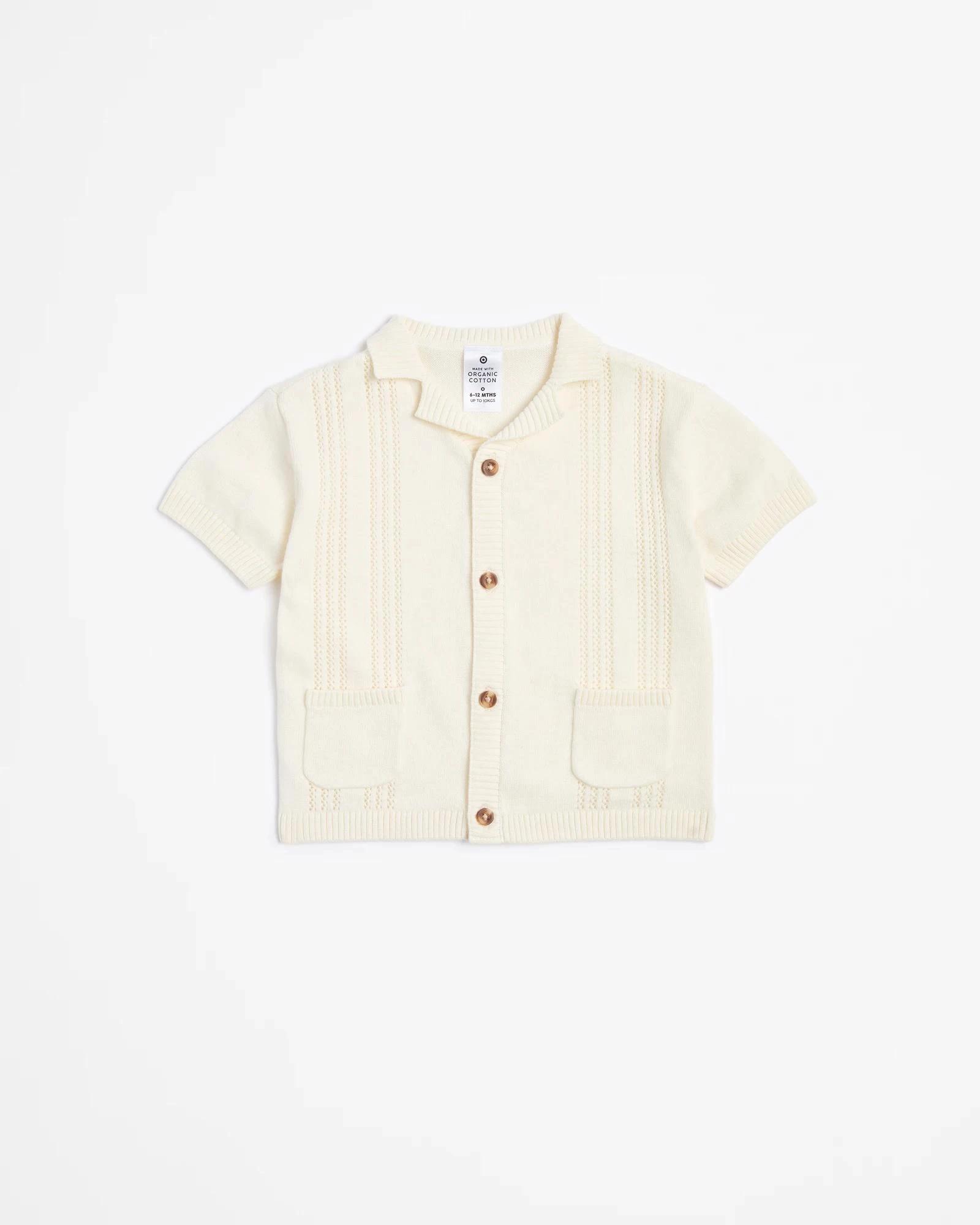 1 Target Baby Organic Cotton Pointelle Knit Shirt CREAM, 1 of 3