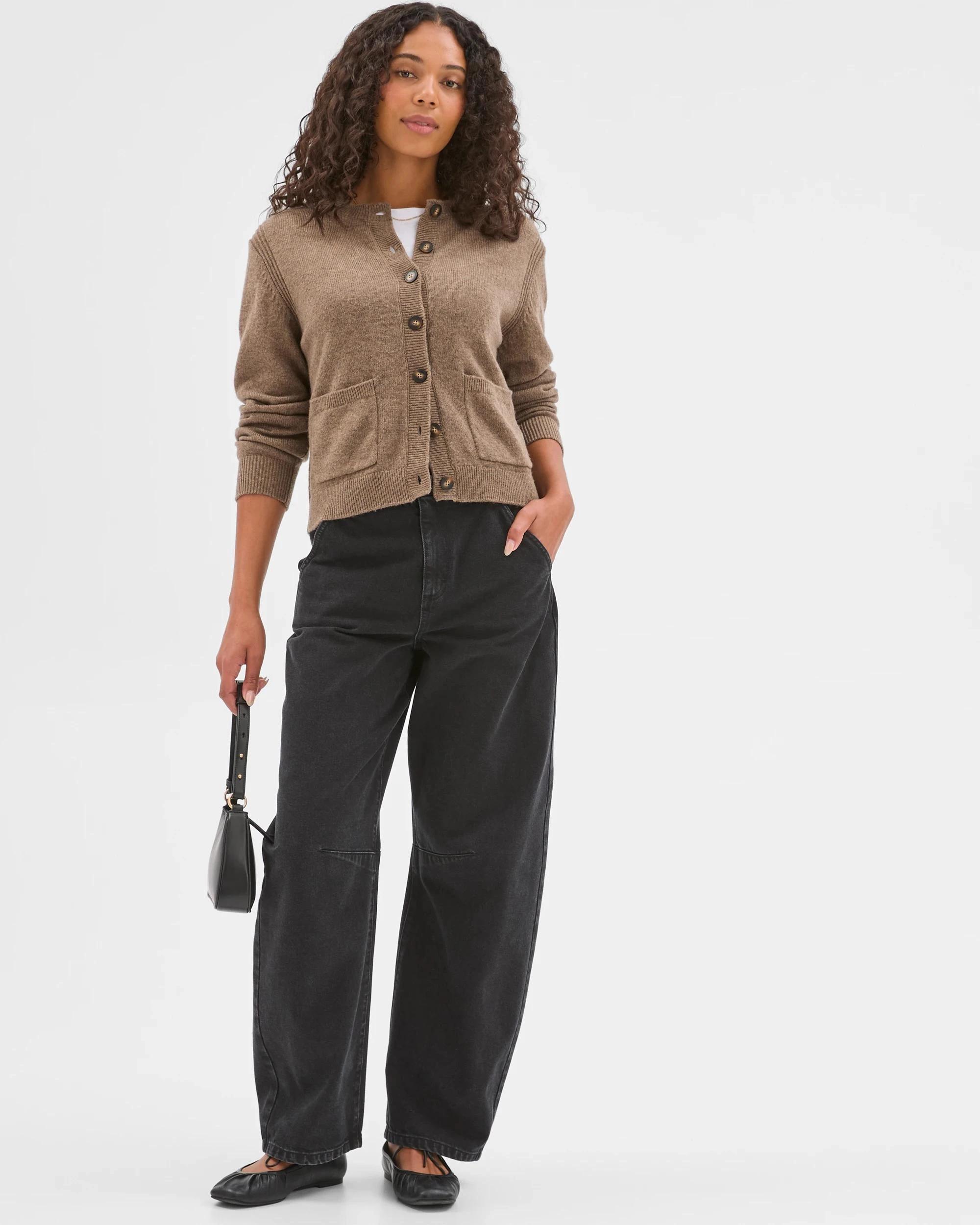 1 Target Woman Australian Lambswool Cardigan DARK TAUPE, 1 of 7
