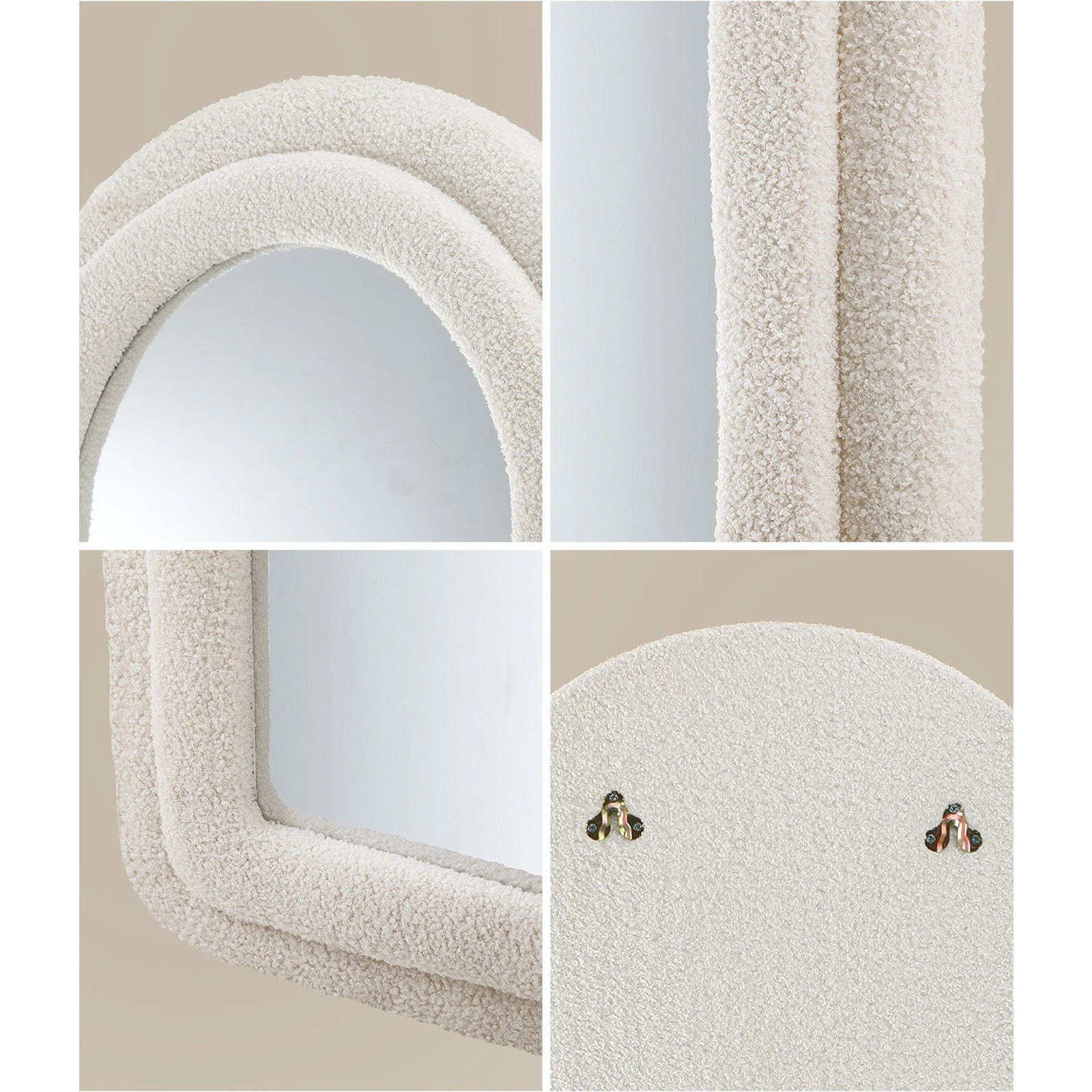 6 Oikiture 1.8M Full Length Mirror Boucle Frame Floor Mirrors Dressing Bedroom - White, 6 of 9
