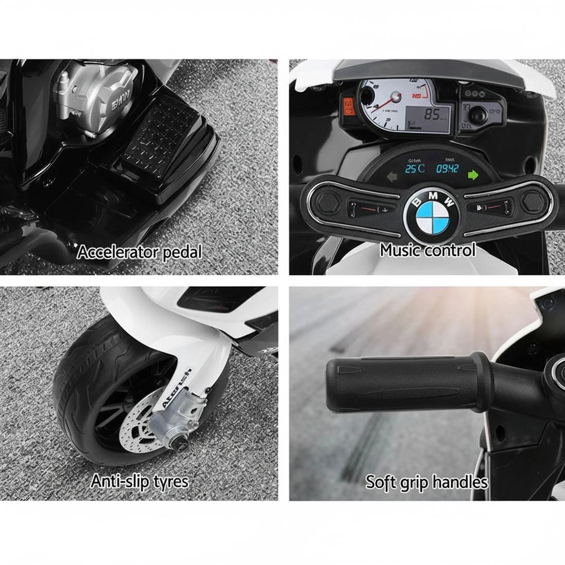 4 Kids Electric Ride On Car Police Motorcycle Motorbike BMW Licensed S1000RR - Black, 4 of 6