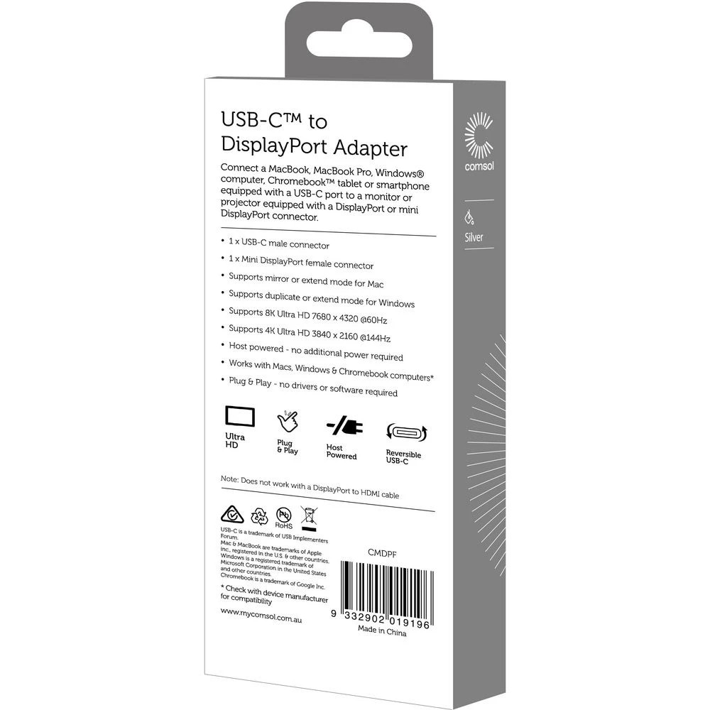 2 Comsol USB-C to DisplayPort 8K Adapter, 2 of 3