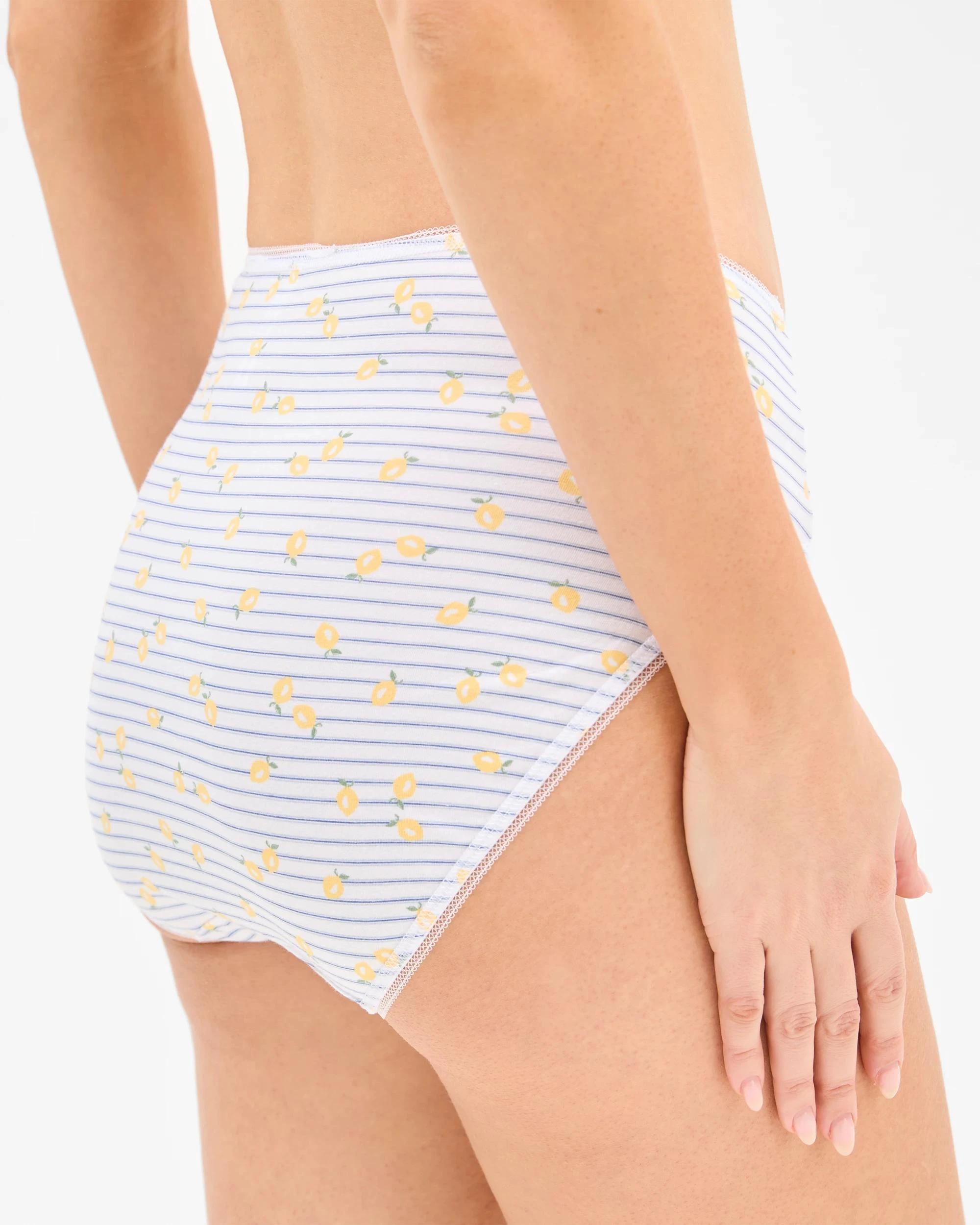 4 Target Women's Cotton/Elastane High Cut Briefs 5 Pack MEDITERRANEAN LEMON/BLUE, 4 of 5