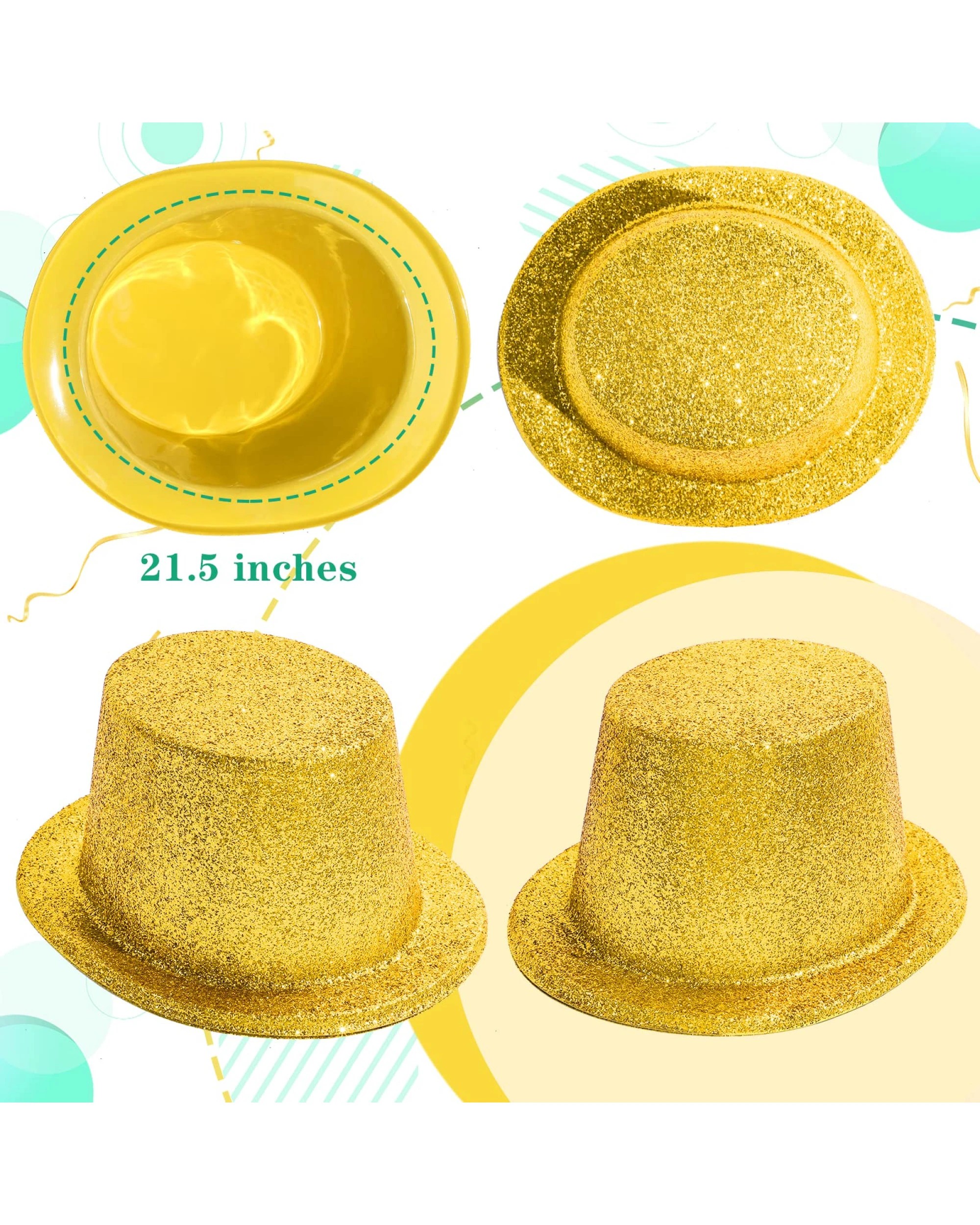 2 BR Costumes Glitter Top Hat - Fancy Dress-Up Party Costume Cap (12-Pack), 2 of 2