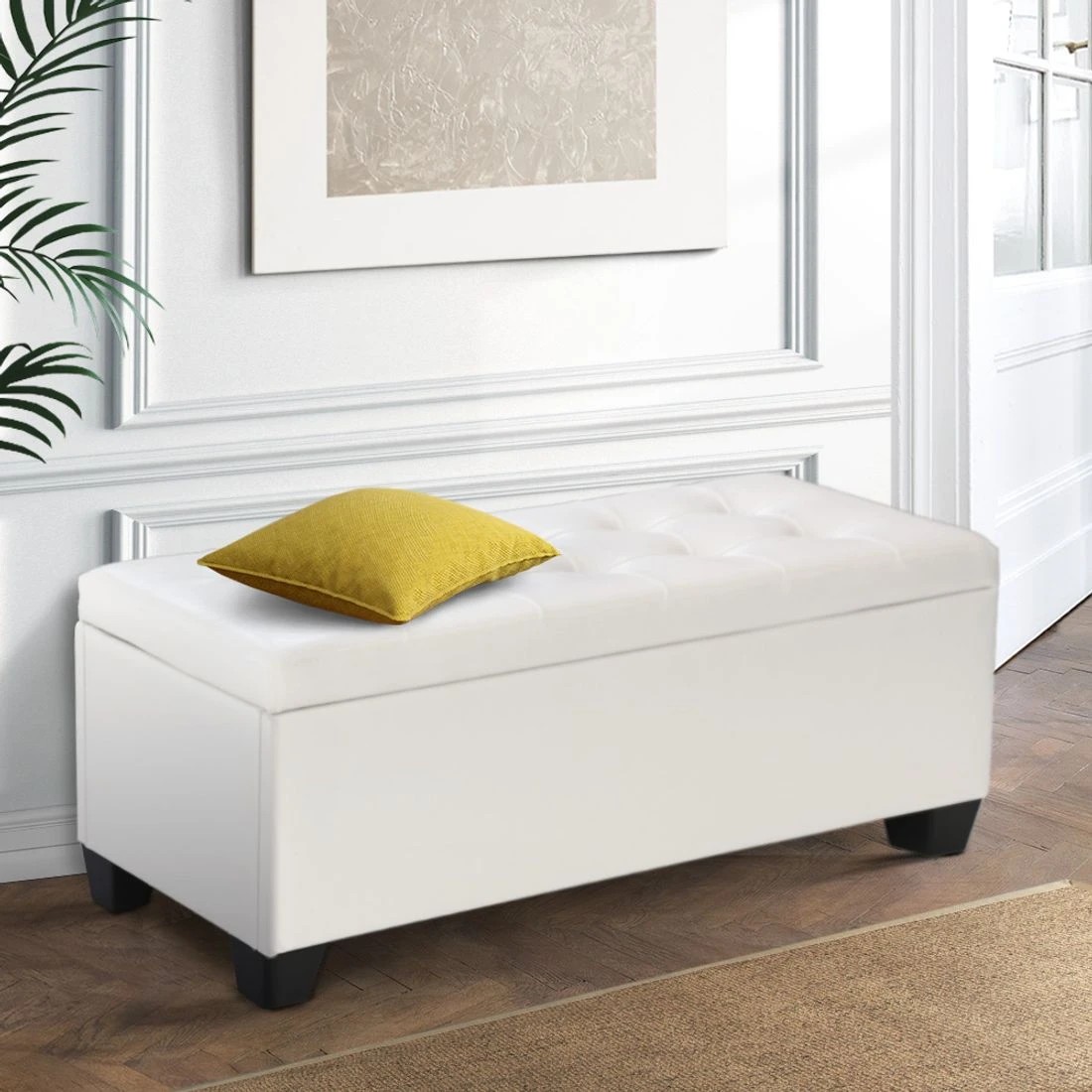 3 Artiss Storage Ottoman Blanket Box 97cm - White, 3 of 10