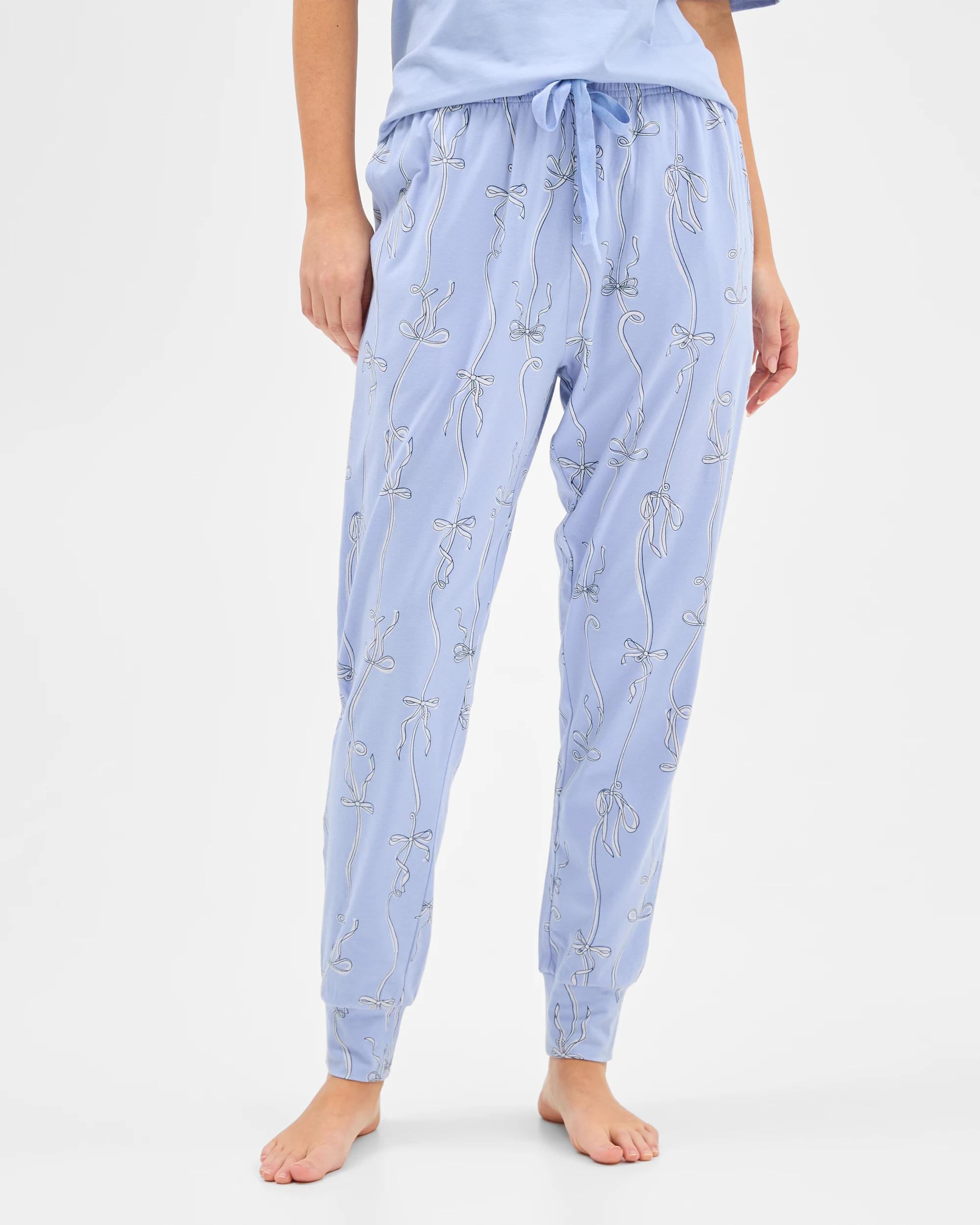 1 Target Australian Cotton Jersey Jogger Sleep Pants BLUE BOWS, 1 of 5