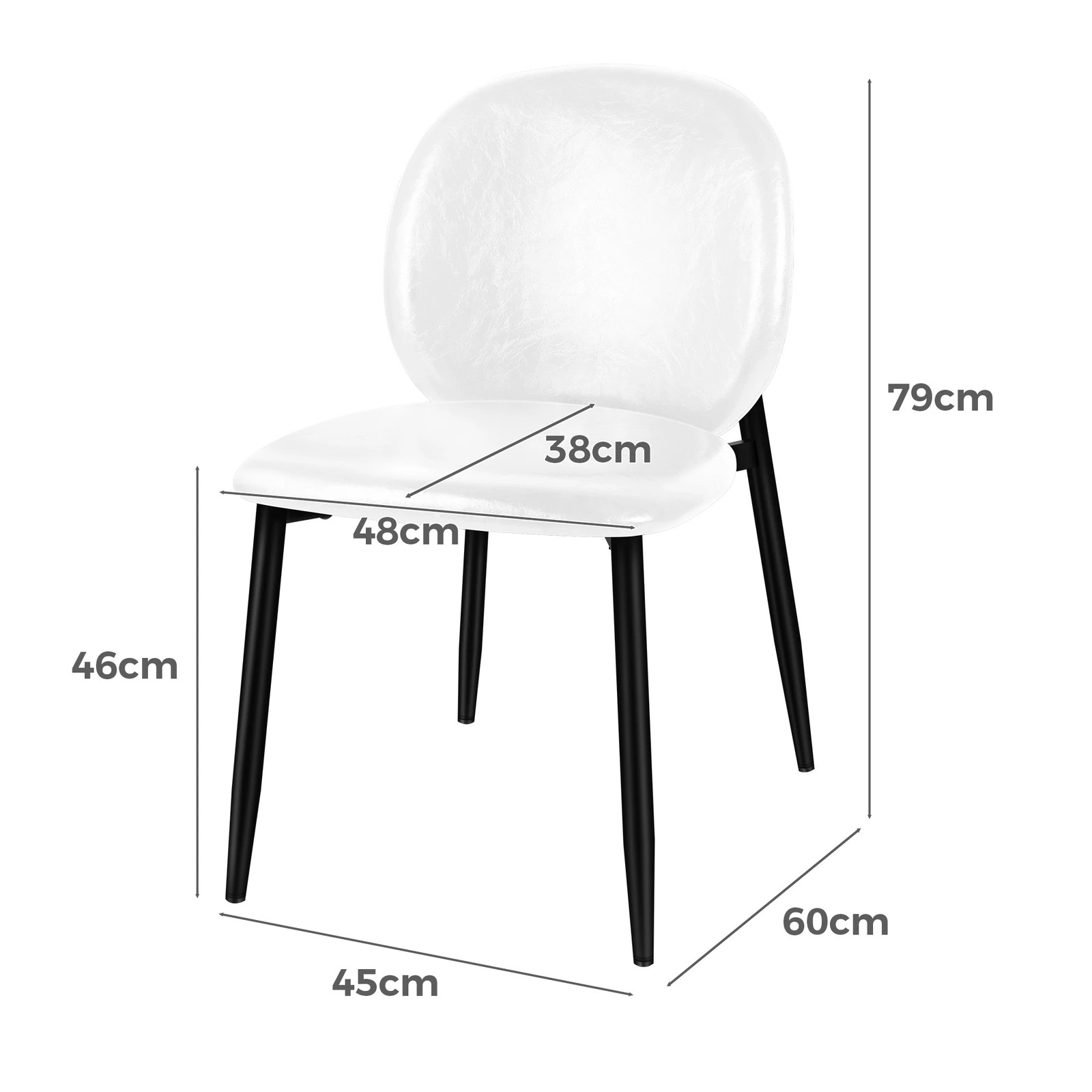 3 Alfordson 2x Dining Chairs Accent Kitchen Lounge Curved Back PU Leather - White, 3 of 10