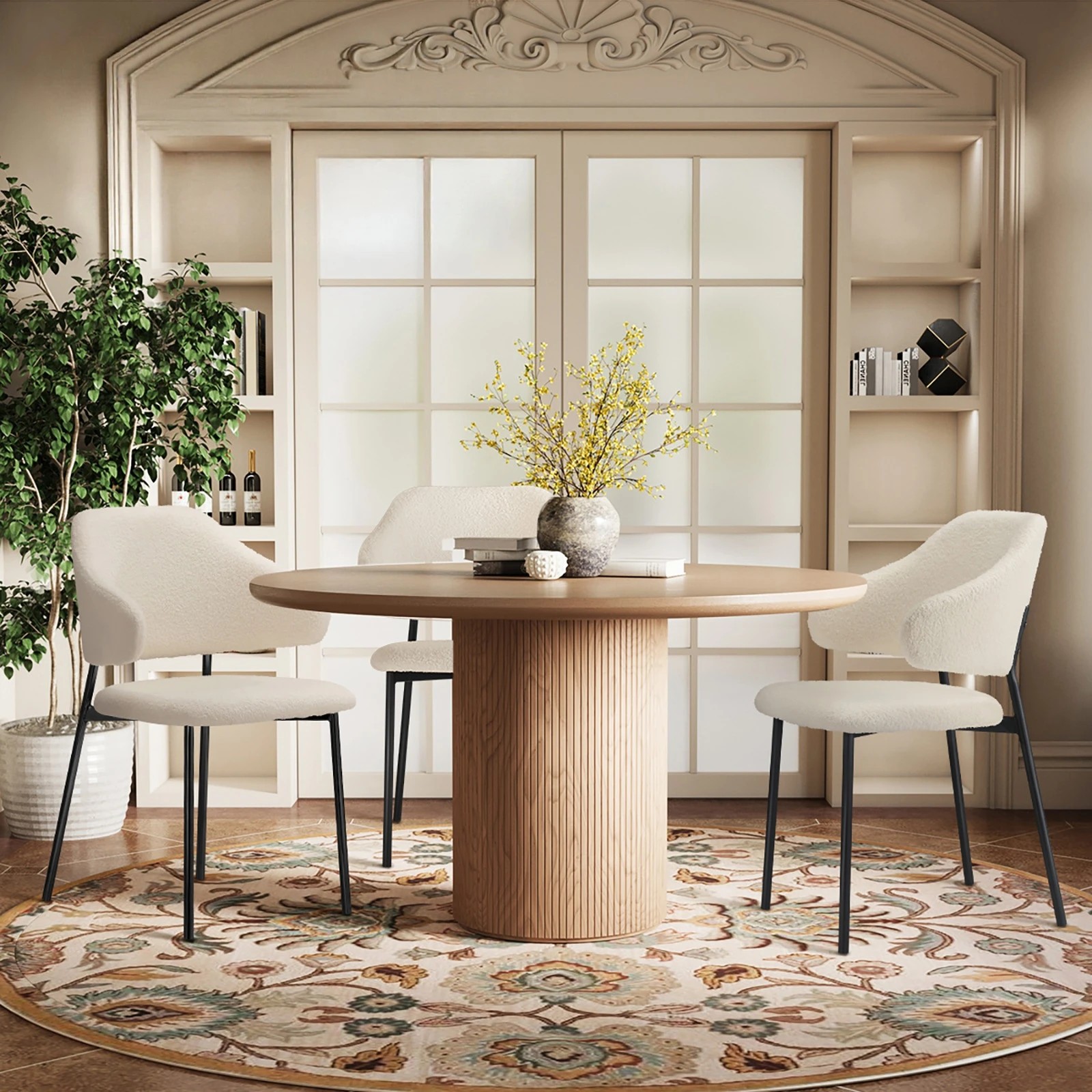 6 Oikiture 2x Dining Chair Kitchen Accent Chairs Tub Armchairs Sherpa Metal Legs
 - White, 6 of 10