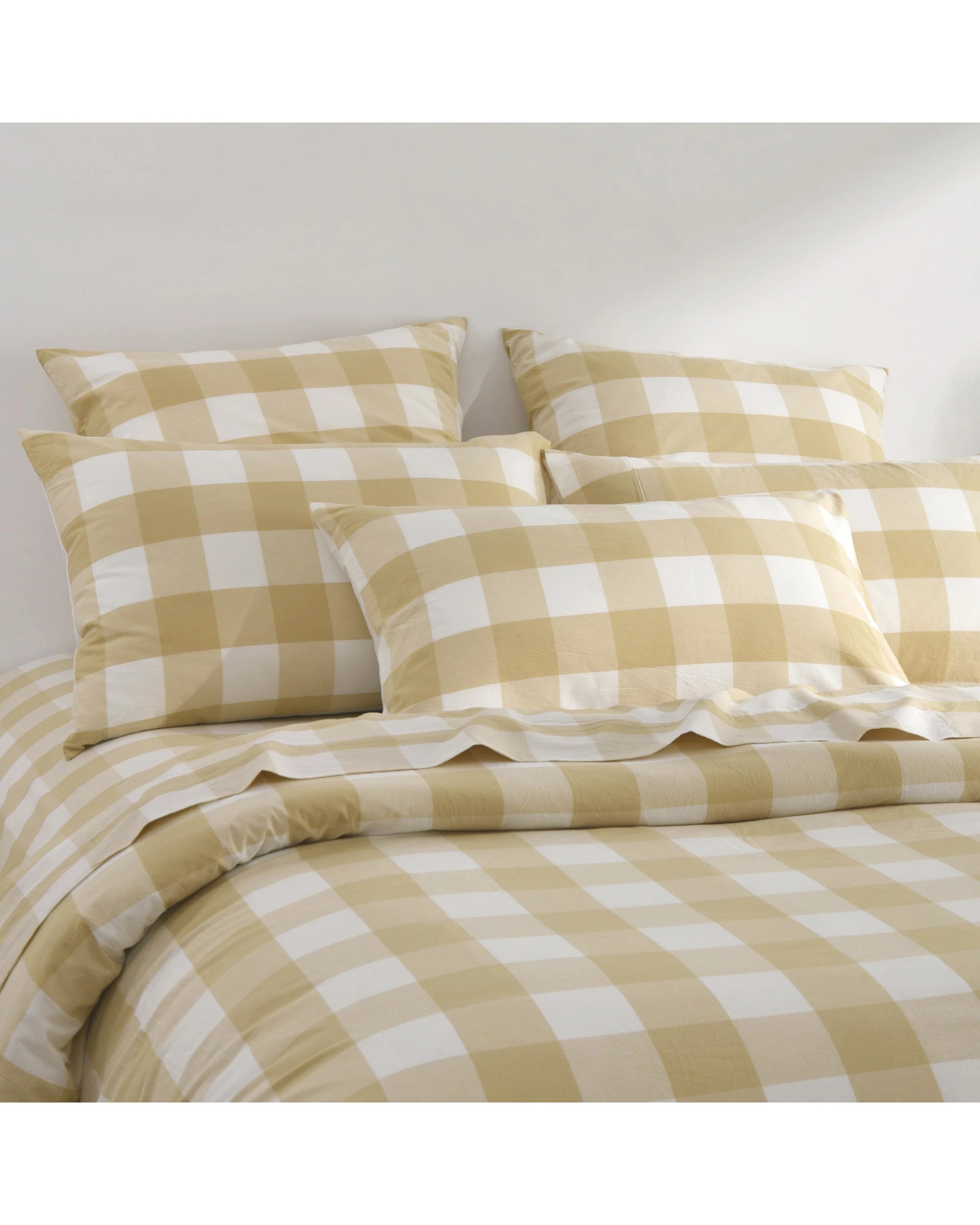 2 Dreamaker Remy Yarn Dyed Washed Cotton Checkered Quilted Cover Set - Double Bed - Sand, 2 of 7
