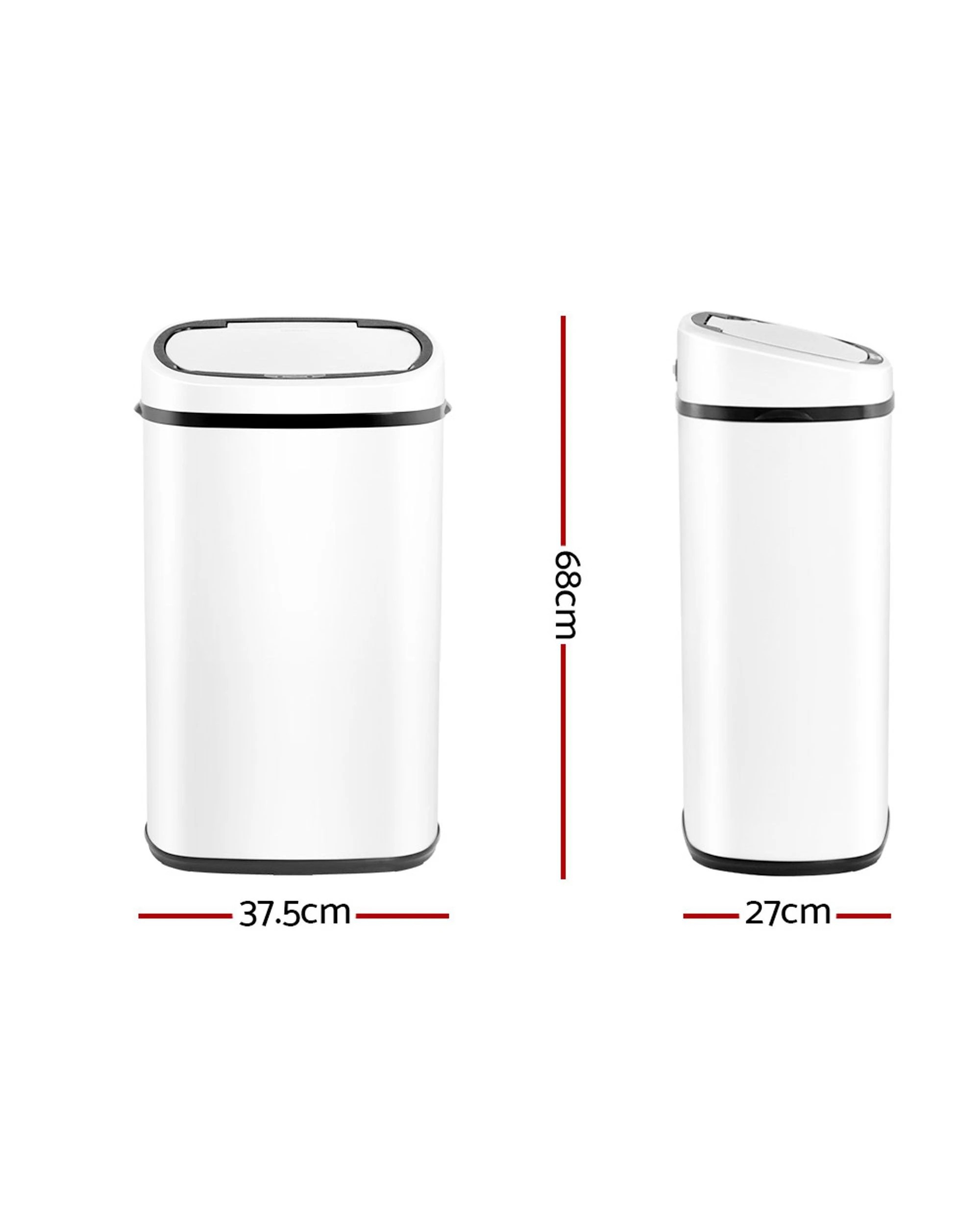 2 Devanti 58L Motion Sensor Bin Rubbish Automatic - White, 2 of 7