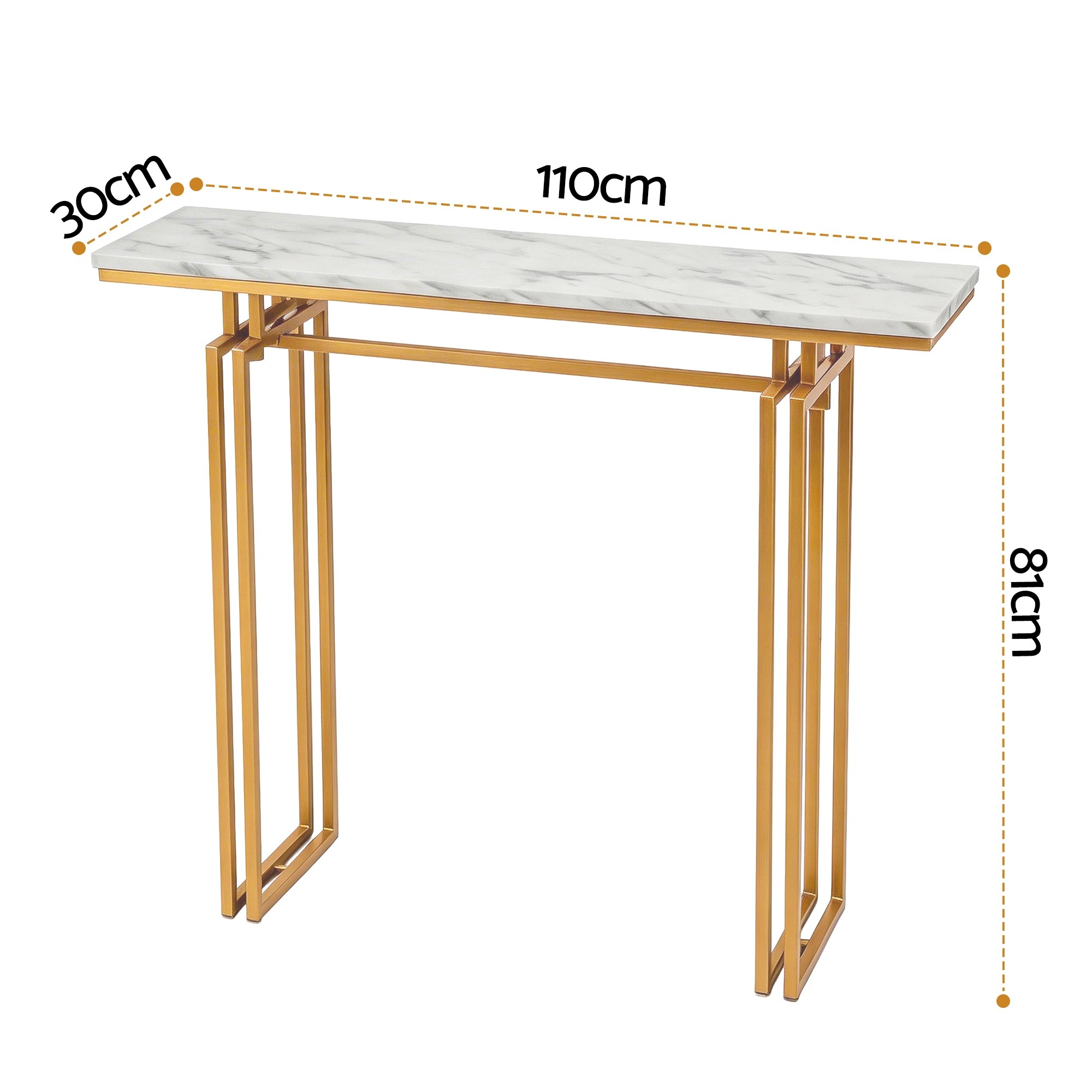 4 Artiss Console Table Hallway Entryway Table Marble Effect 110CM - Gold, 4 of 9