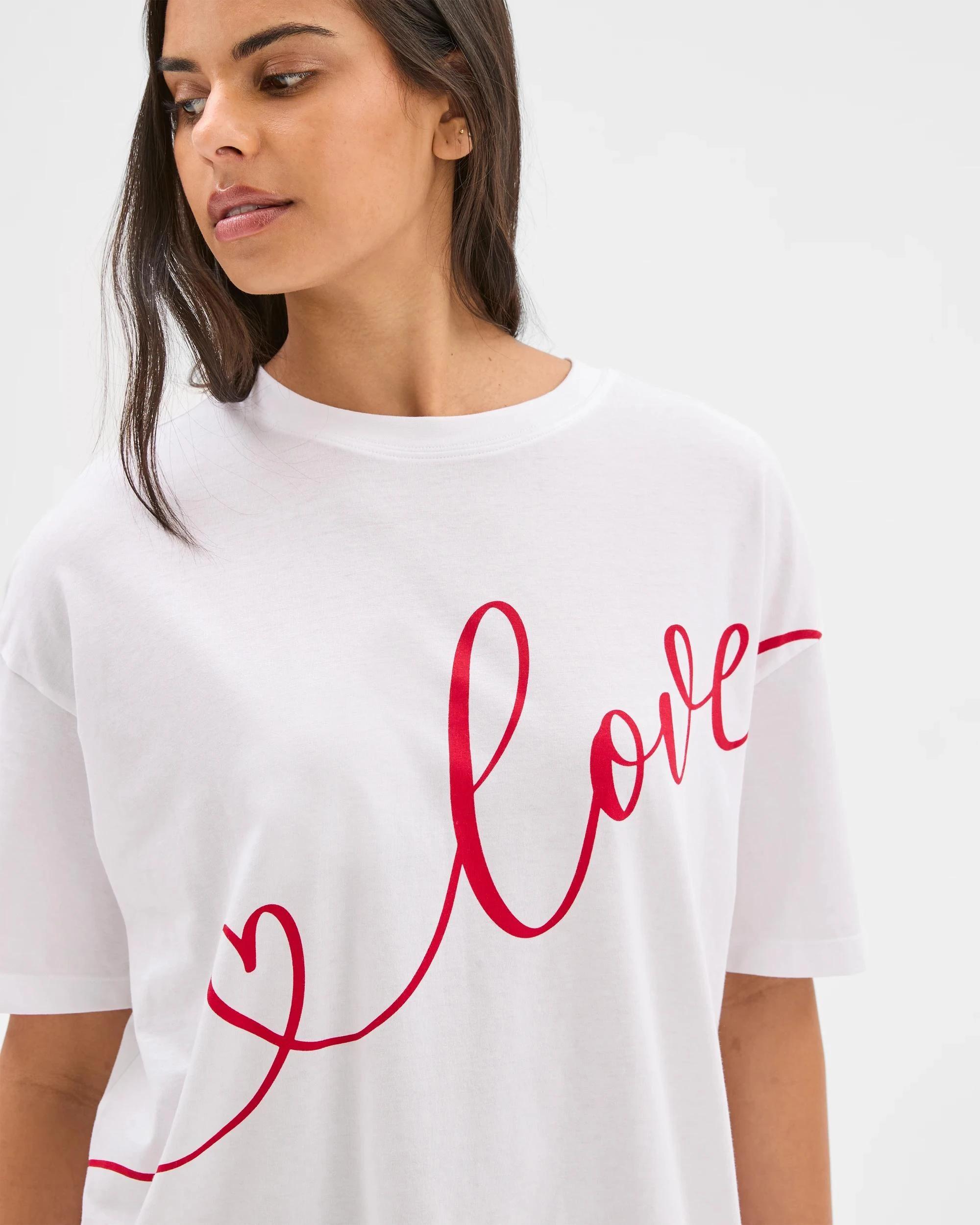 2 Target Woman Australian Cotton Printed Love Boyfriend Sleep T-Shirt LOVE, 2 of 7