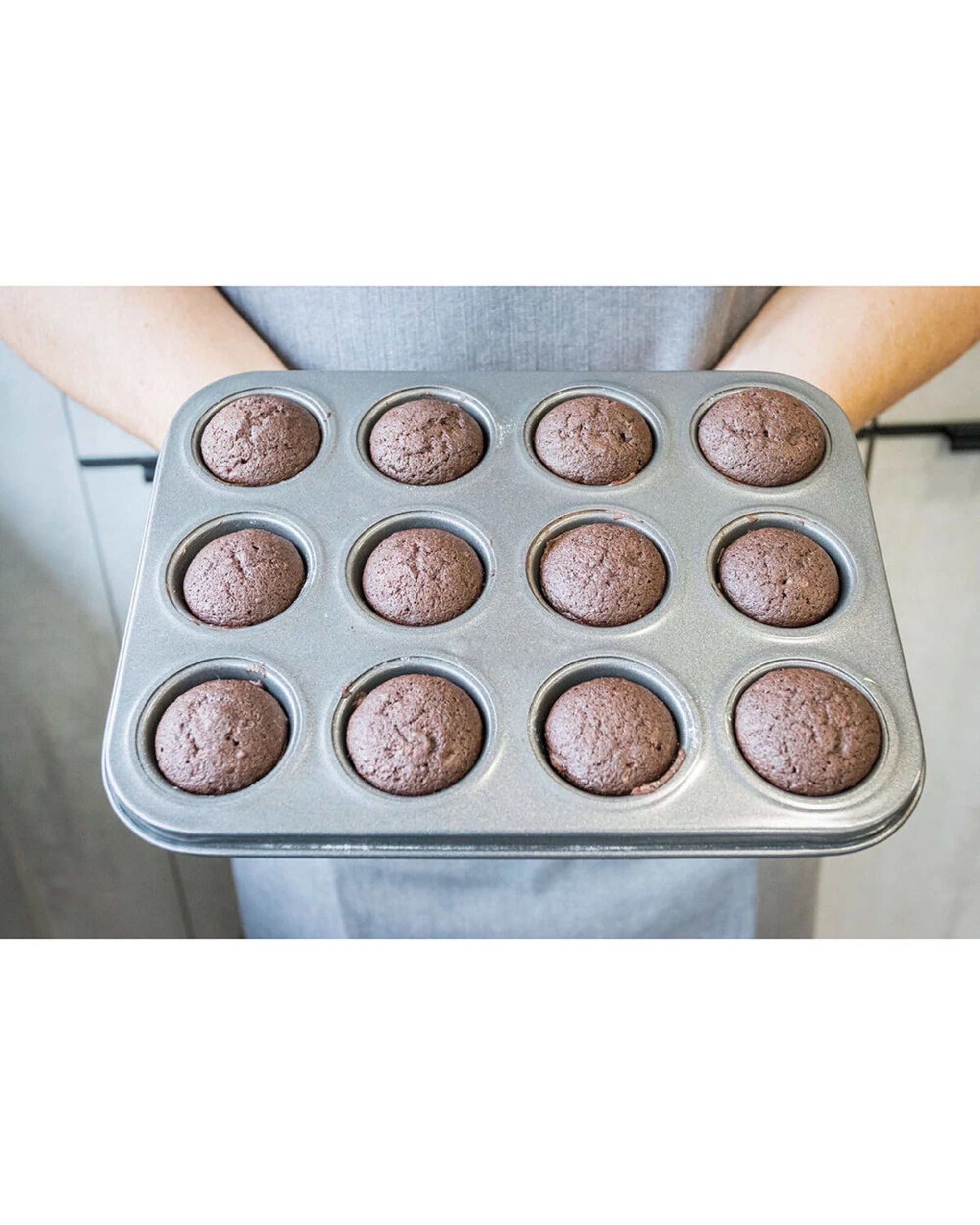 5 Mastercraft 2x 26x20cm Heavy Base 12-Cup Non-Stick Mini Muffin Pan - Black, 5 of 8
