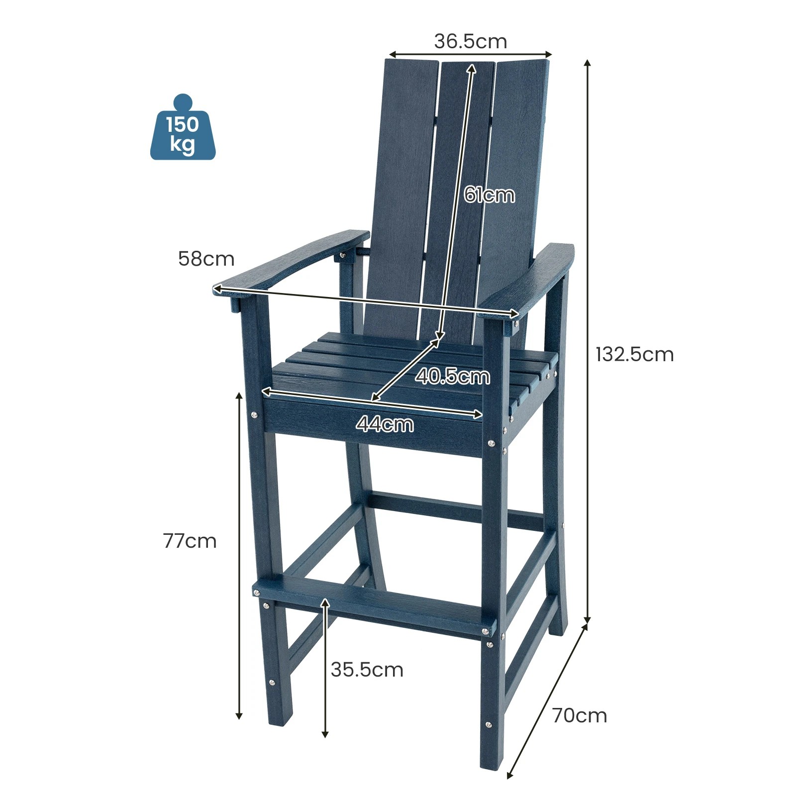 3 Costway Tall Adirondack Chair Outdoor Bar Stool Patio Bistro Chair Backyard & Garden, 3 of 3