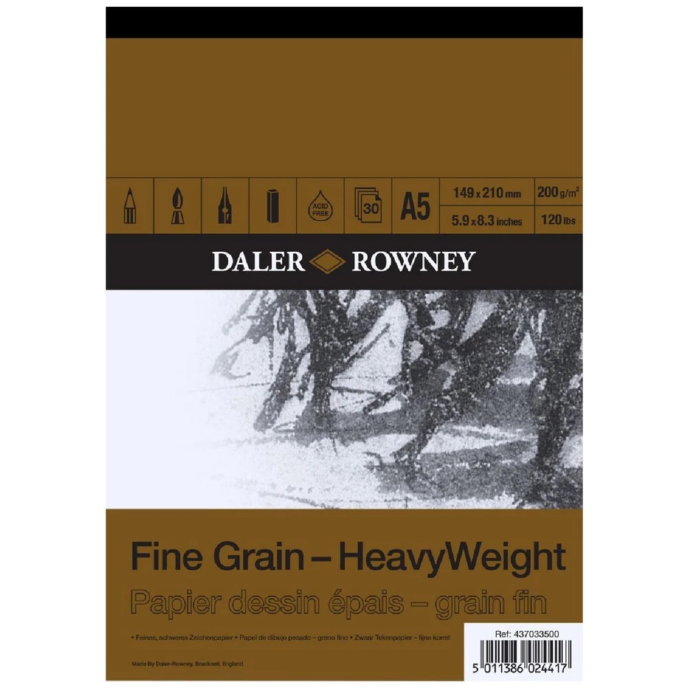1 Daler-Rowney Fine Grain Heavyweight 200gsm 30 Sheets A5, 1 of 1