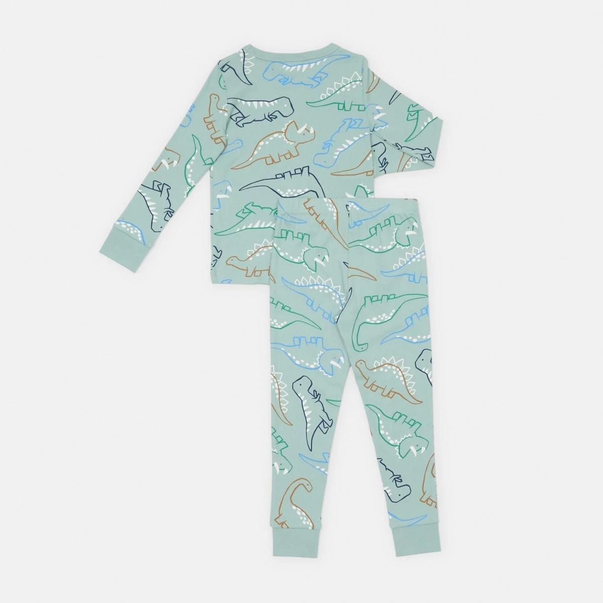 6 Rib Pyjama Set Blu Dino, 6 of 8