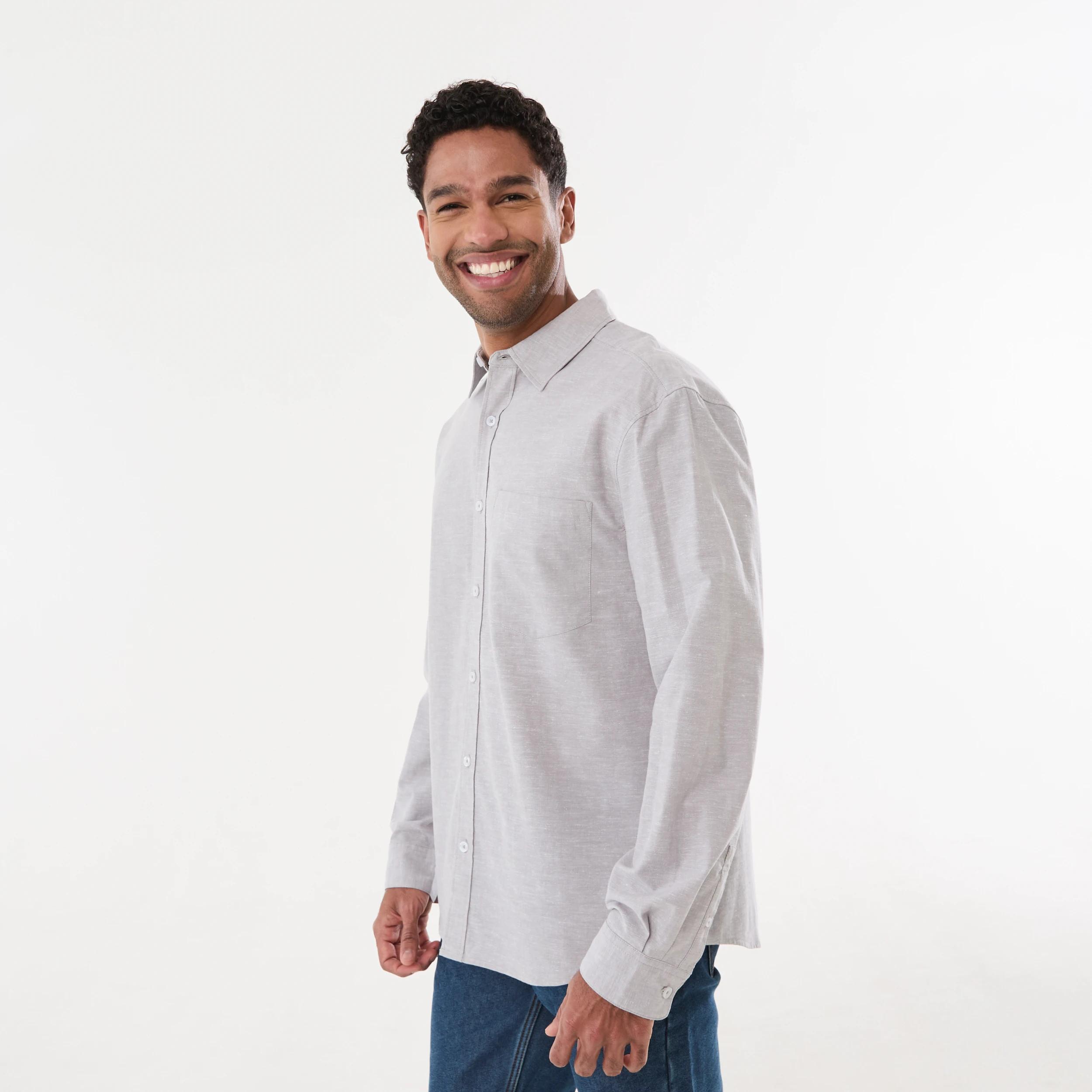 2 Long Sleeve Cotton Linen Shirt TITANIUM YD, 2 of 6