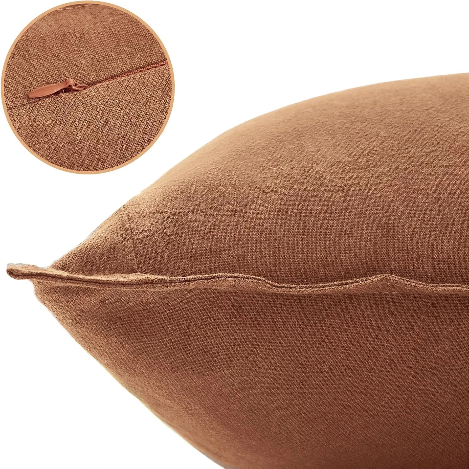 2 Gioia Casa 2-Pack Linen-Cotton Blend Cushion Covers 45x45cm - Terracotta, 2 of 3