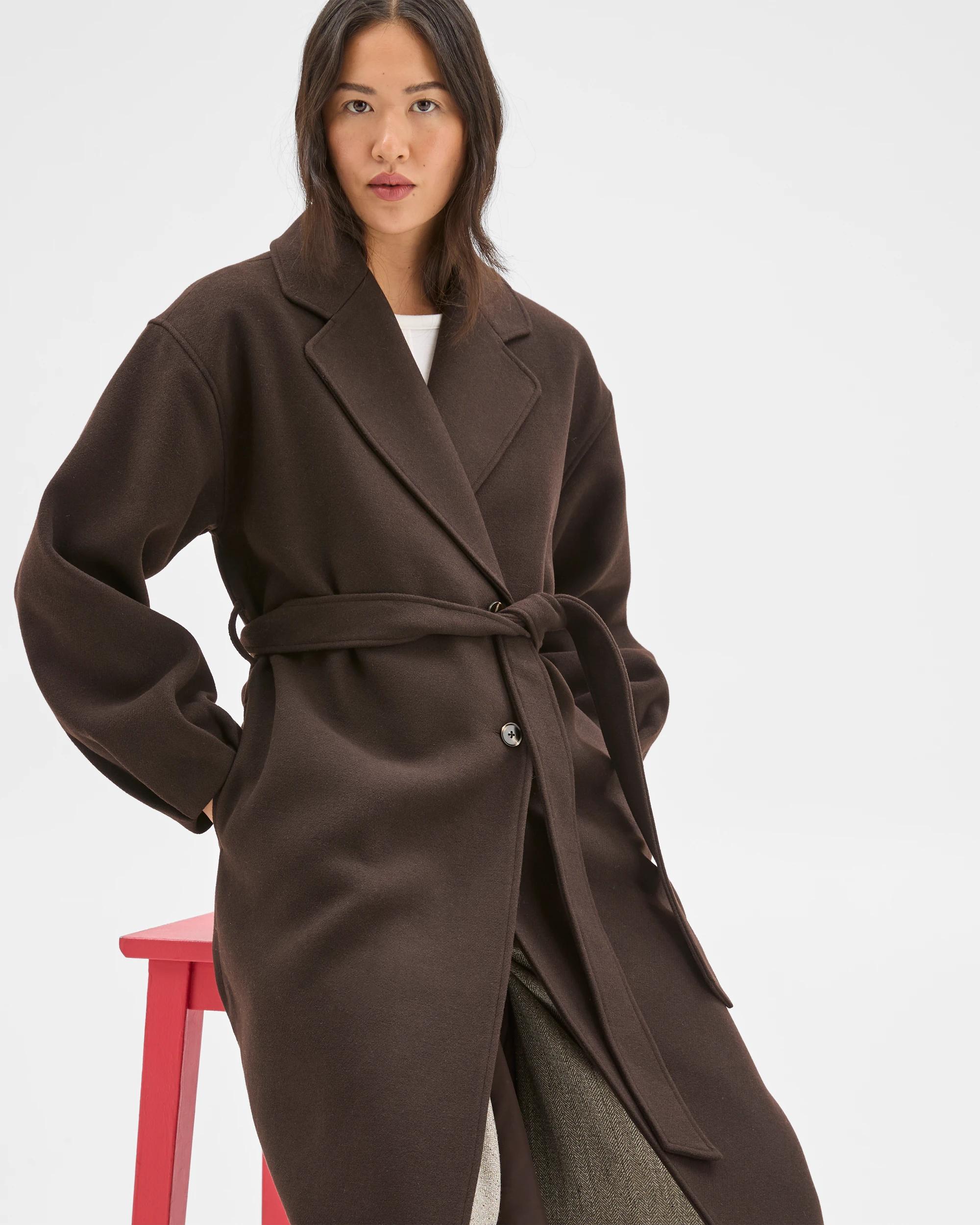 1 Preview Wrap Belted Coat TRUFFLE, 1 of 8