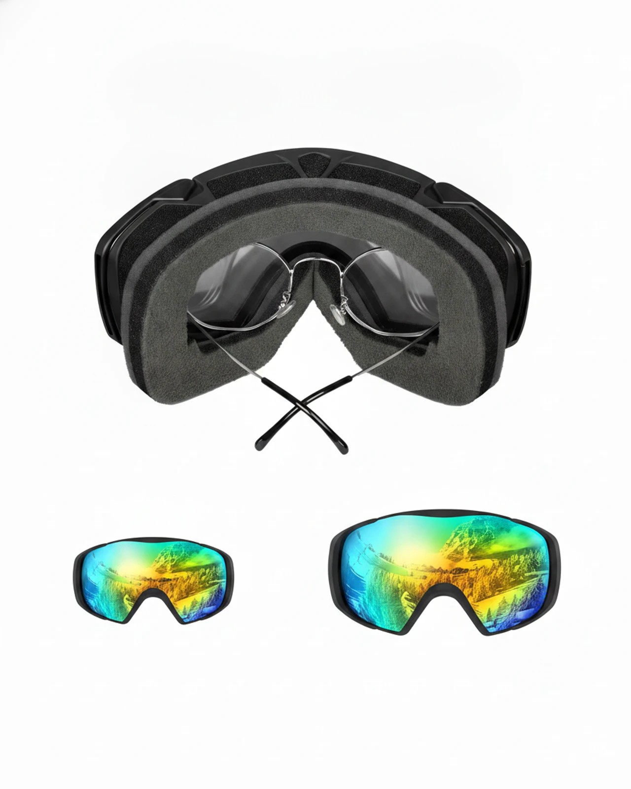 2 OutdoorMaster Adult Youth OTG Anti-Fog UV400 Goggles for Ski Snowboard - Black, 2 of 9