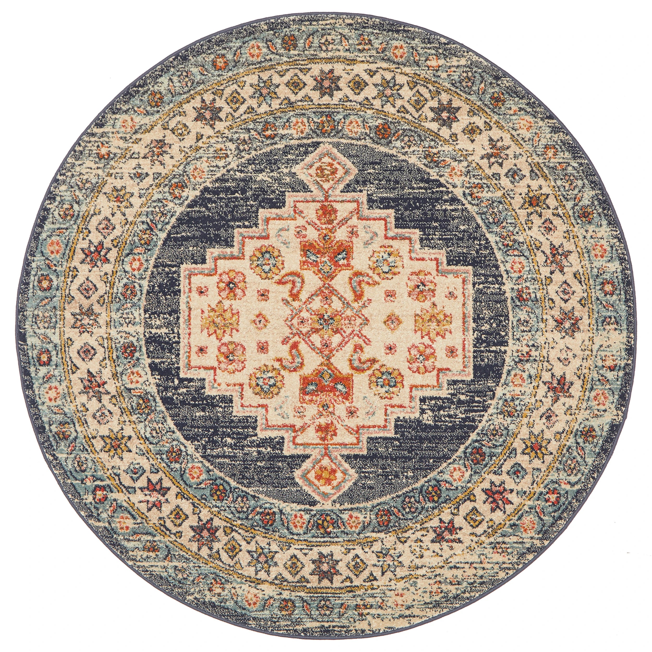 2 Common Ground Rugs Eterna 855 200x200cm - Medium Round Rug - Blue, 2 of 8