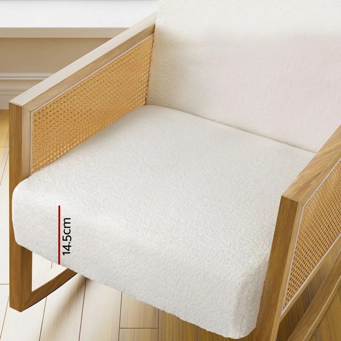 5 Artiss Armchair Rocking Chair Boucle Rattan - White, 5 of 6