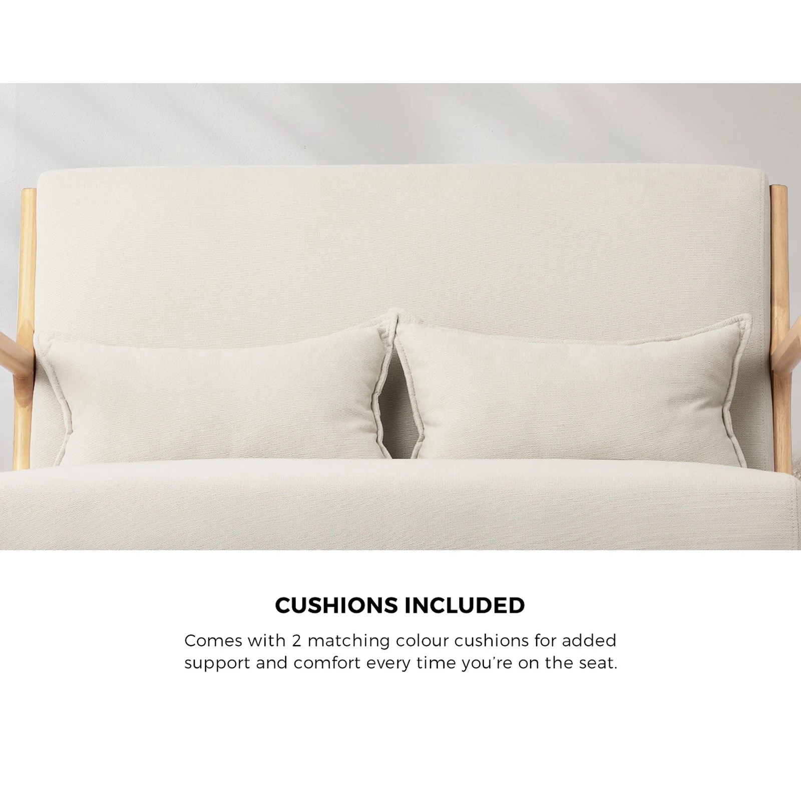 5 Oikiture 2X Armchair Lounge Chair Accent Armchairs Couches Sofa Wood Light - Beige, 5 of 10