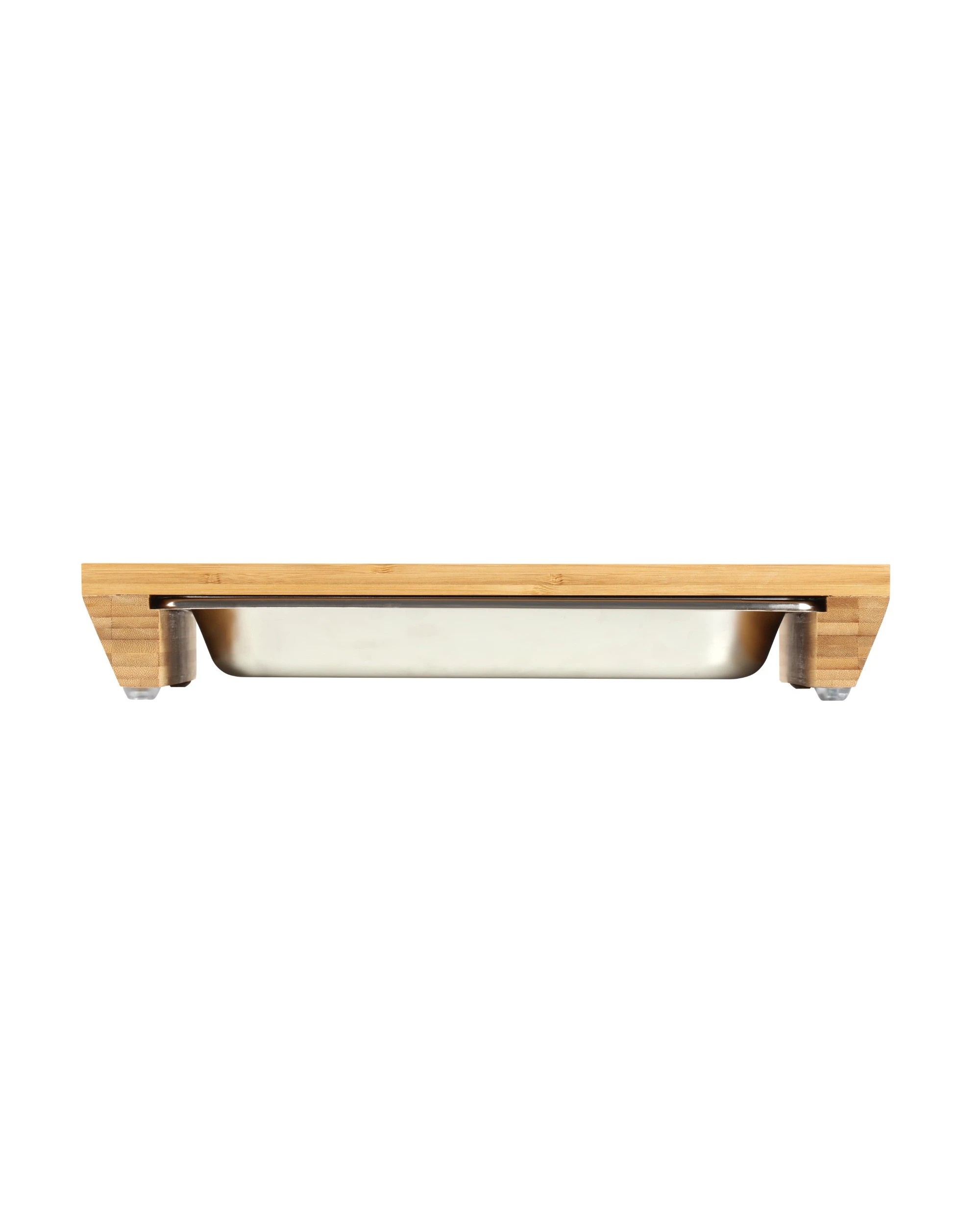 1 Gourmet Kitchen Bamboo Cutting Board With Stainless Steel Tray 39x27x6.5cm - Natural Brown, 1 of 6