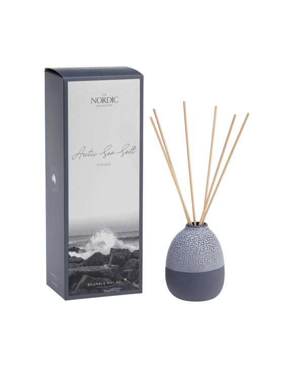Bramble Bay Nordic Arctic Sea Salt Reed Diffuser Scented Home Fragrance 180ml - Charcoal