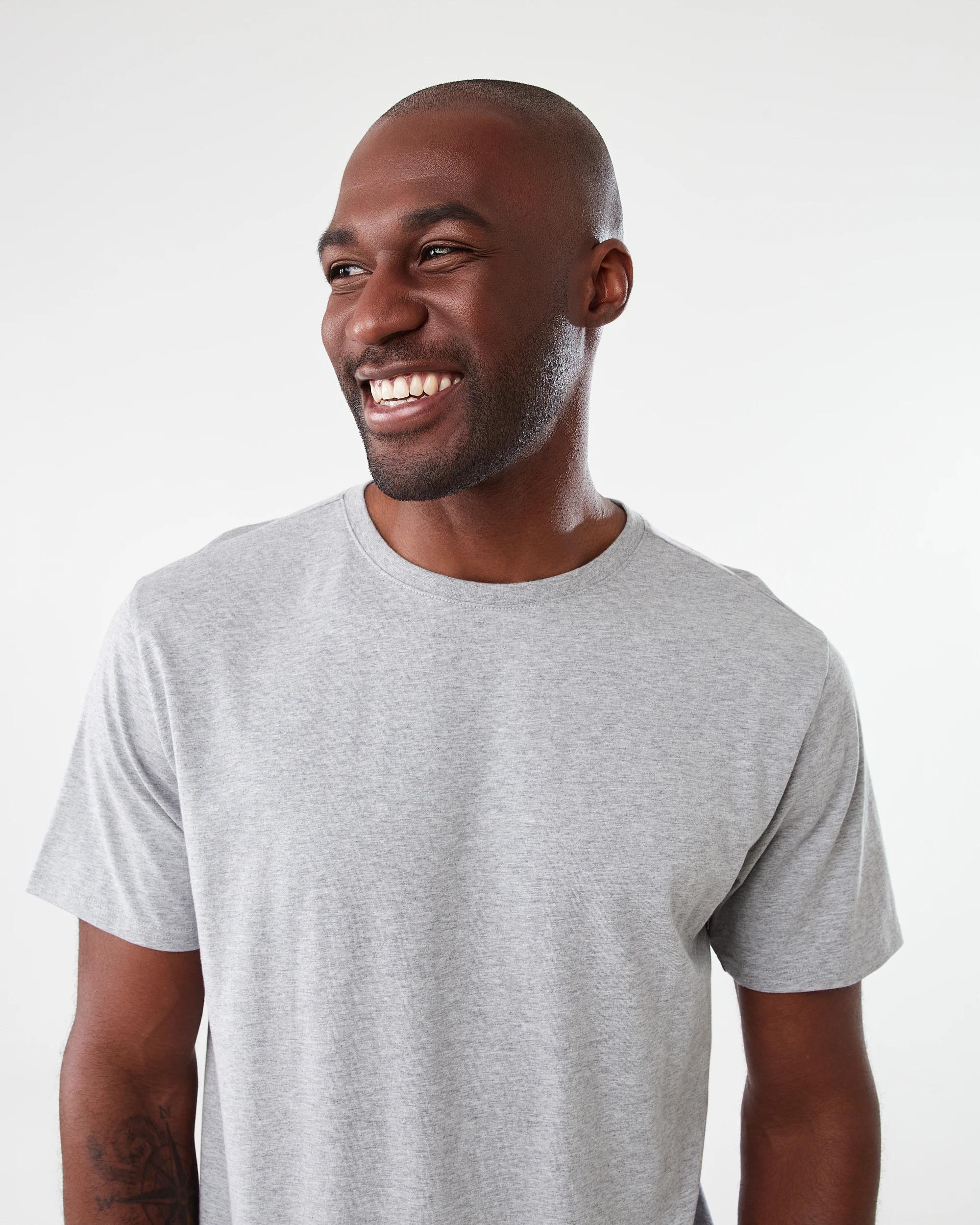 4 Plain Crew Neck T-shirt MARLE GREY, 4 of 5