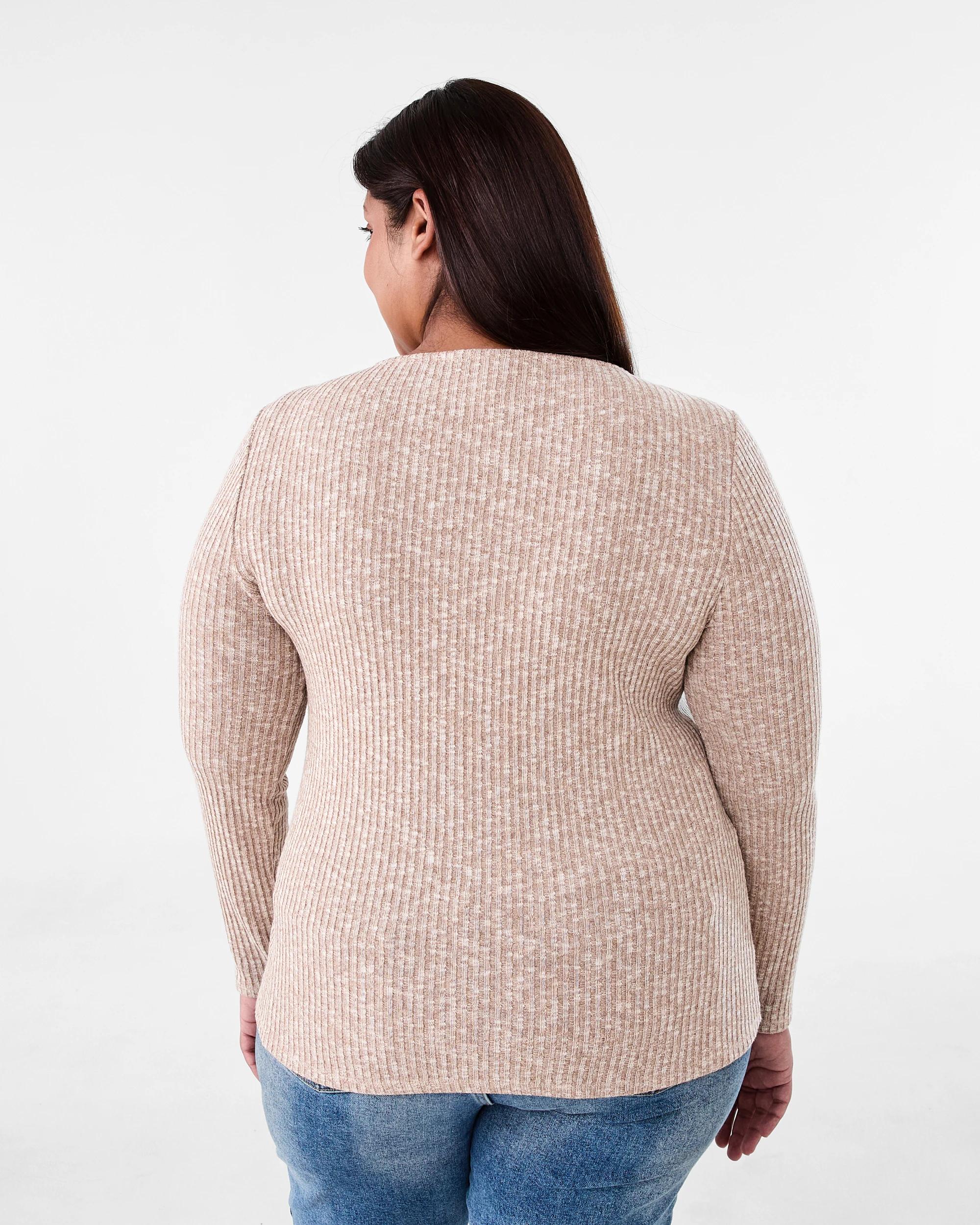 3 Curve Long Sleeve Boat Neck Top Nat Taupe, 3 of 5