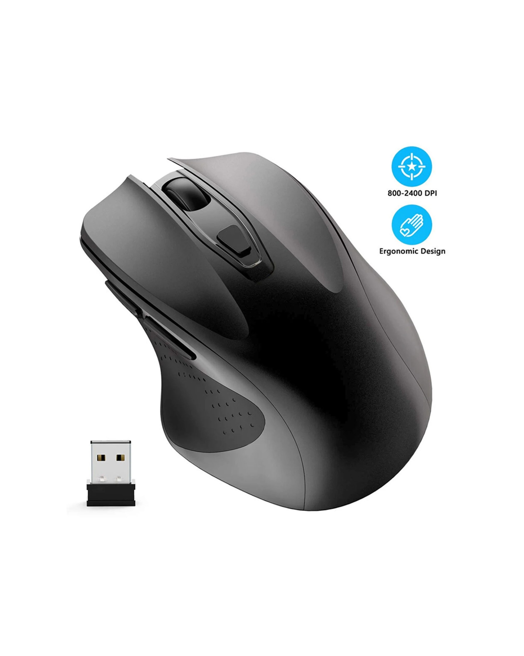 2 Sansai 2.4GHz Wireless Optical Mouse USB Receiver For PC Laptop Computer, 2 of 4