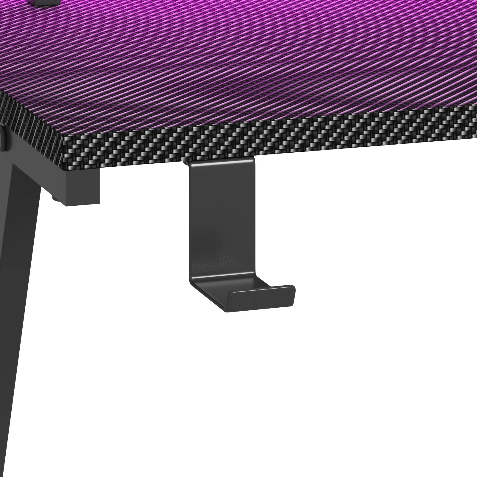 6 Advwin 126cm L Shaped Gaming Desk With Led Lights & Power Outlets Computer Desk Black, 6 of 9